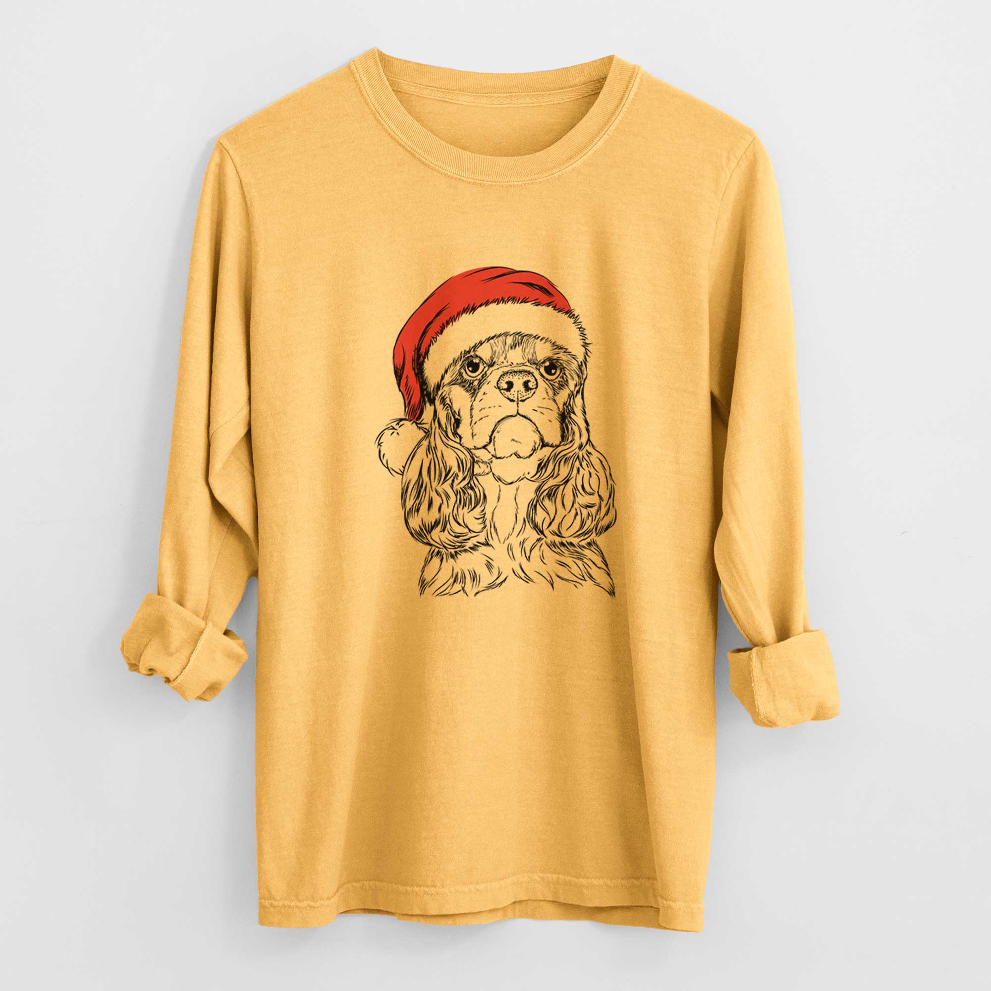 Santa Emma the Cocker Spaniel - Men's Heavyweight 100% Cotton Long Sleeve - Image 3