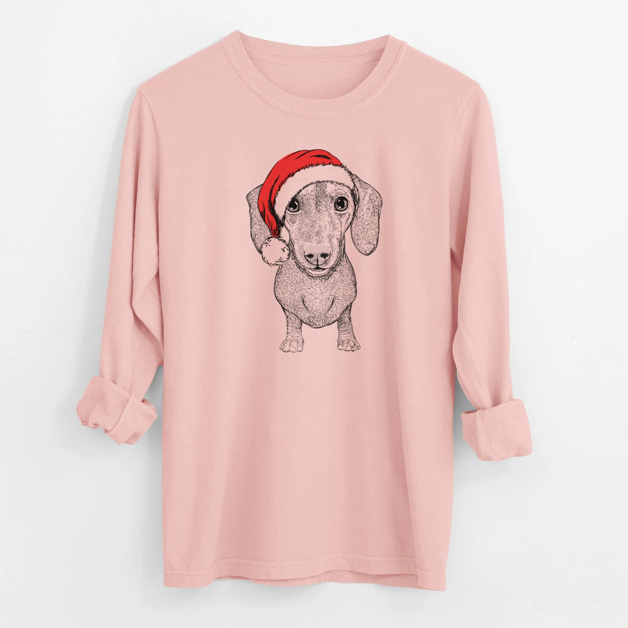Santa Ernie the Mini Dachshund - Men's Heavyweight 100% Cotton Long Sleeve - Image 11