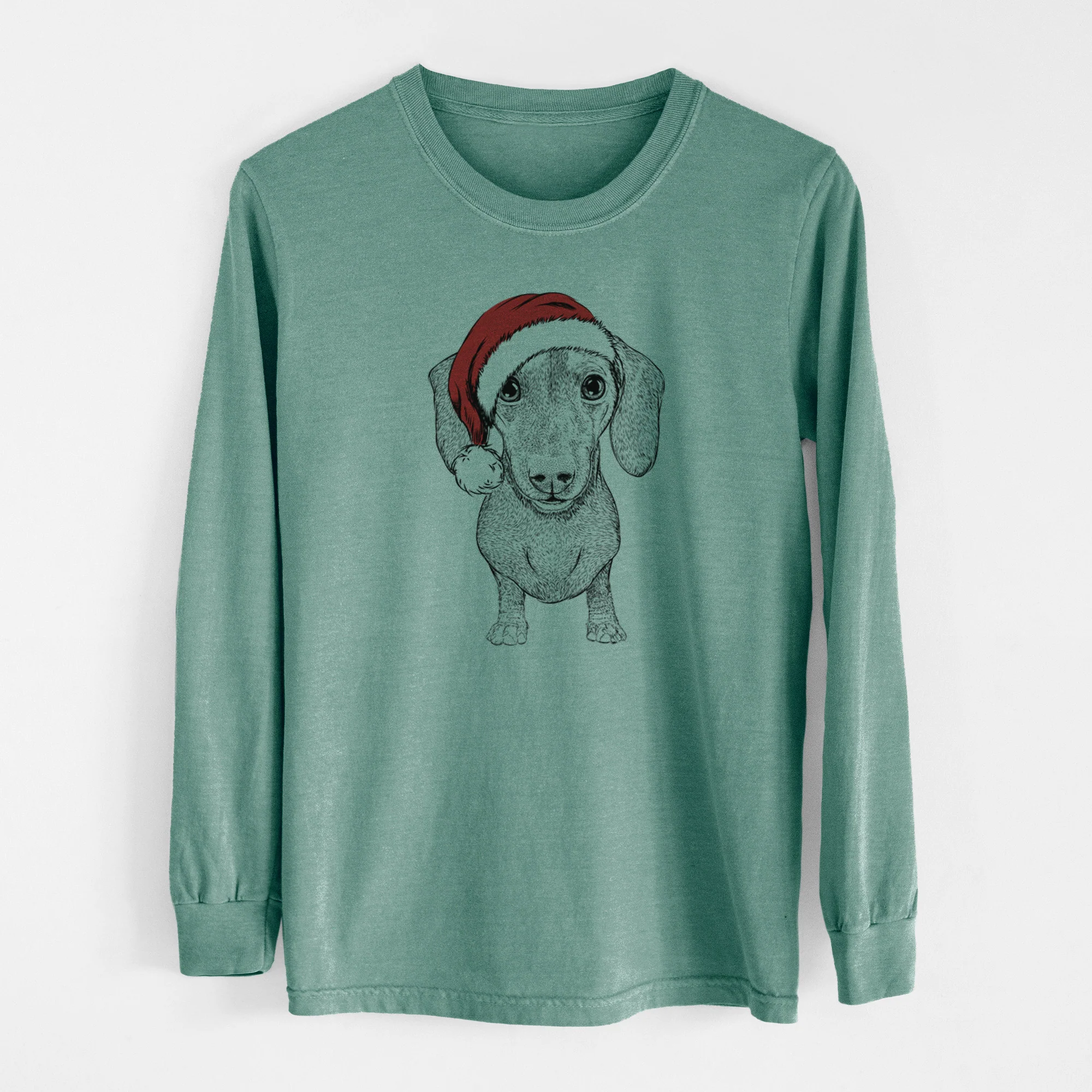 Santa Ernie the Mini Dachshund - Men's Heavyweight 100% Cotton Long Sleeve - Image 12