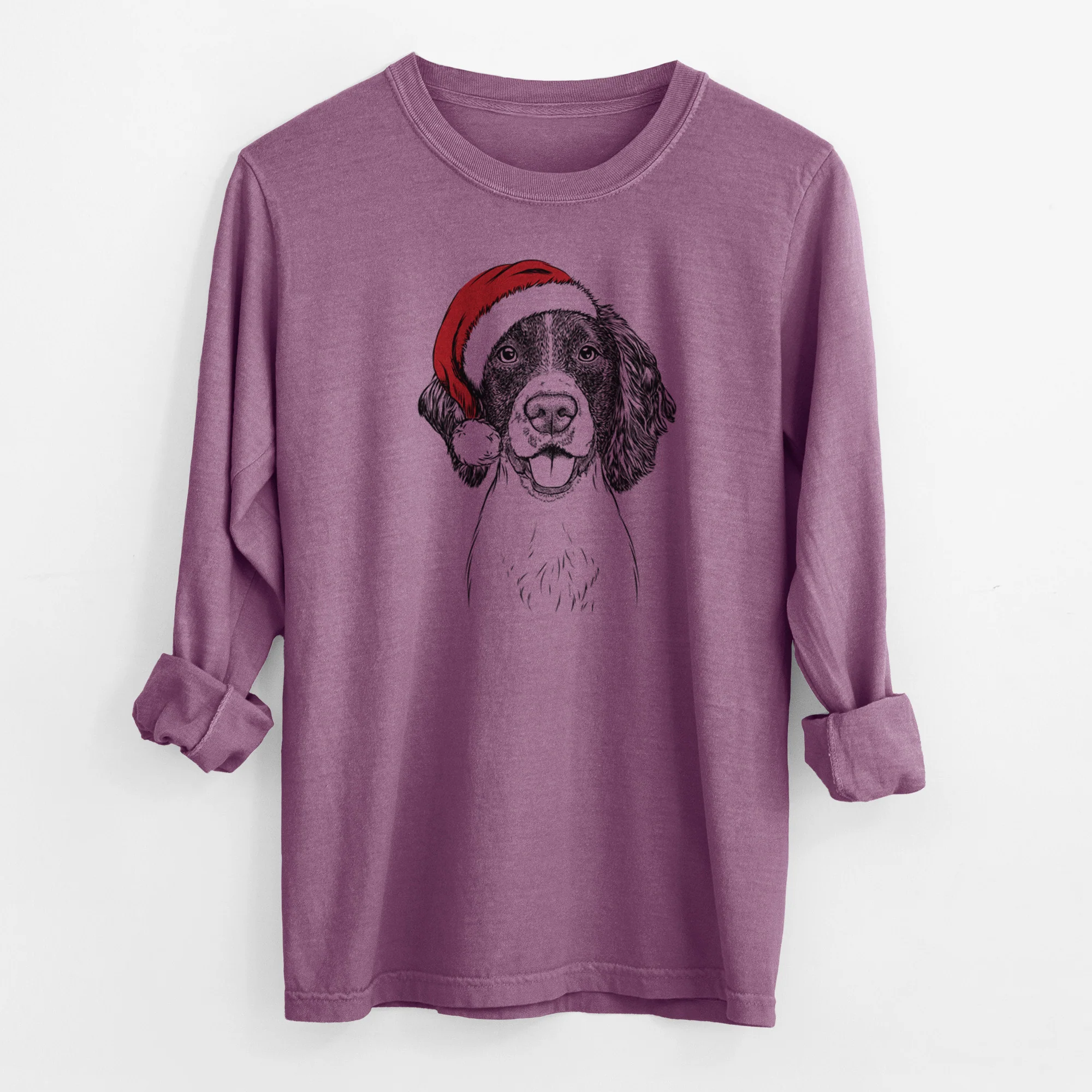 Santa Ever the English Springer Spaniel - Men's Heavyweight 100% Cotton Long Sleeve - Image 10