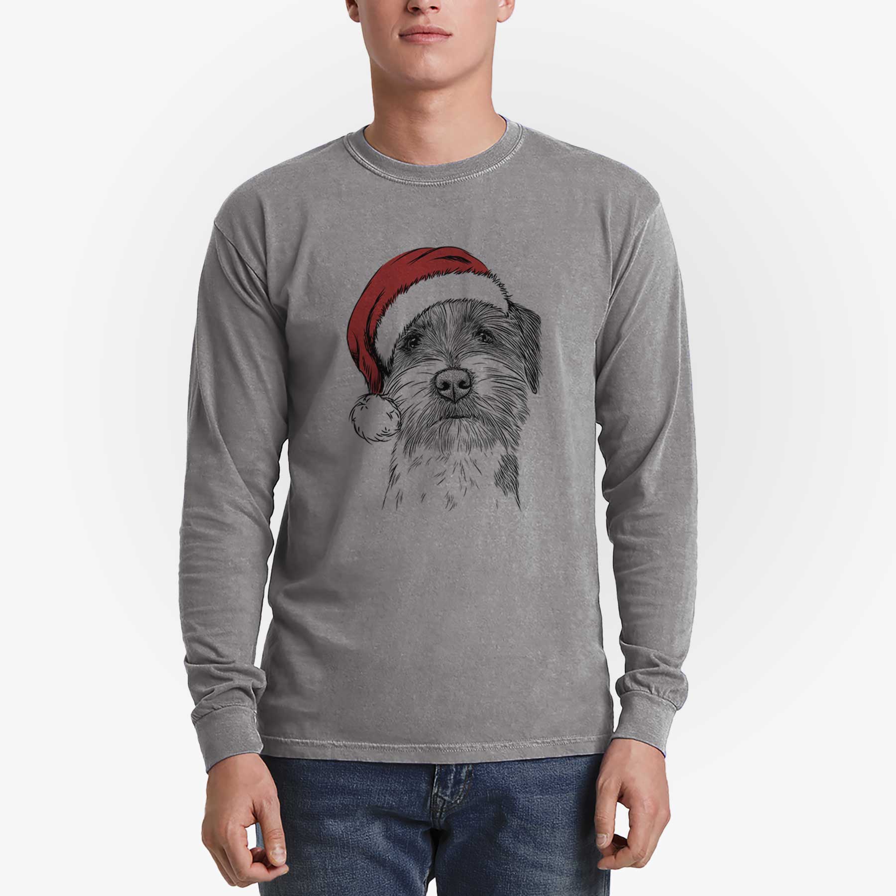 Santa Feis the Parson Russell Terrier - Men's Heavyweight 100% Cotton Long Sleeve - Image 5