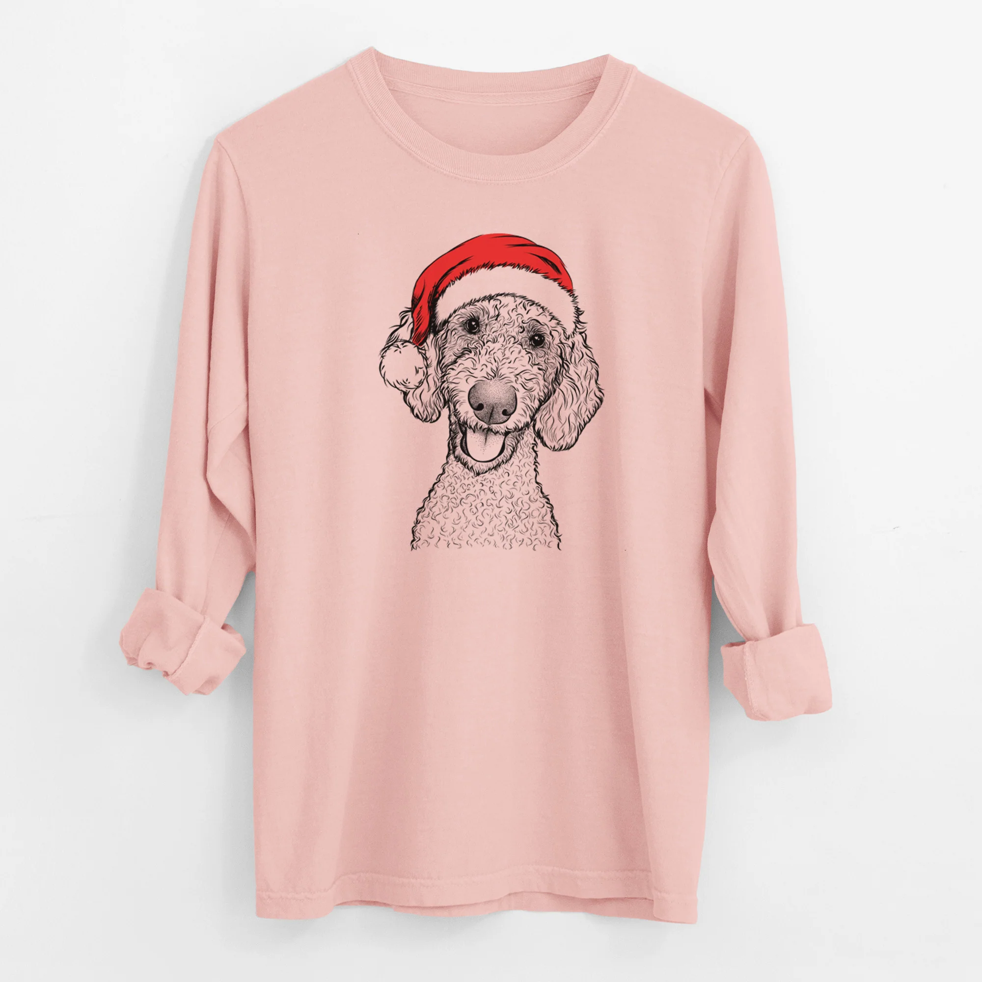Santa Fenway the Goldendoodle - Men's Heavyweight 100% Cotton Long Sleeve - Image 11