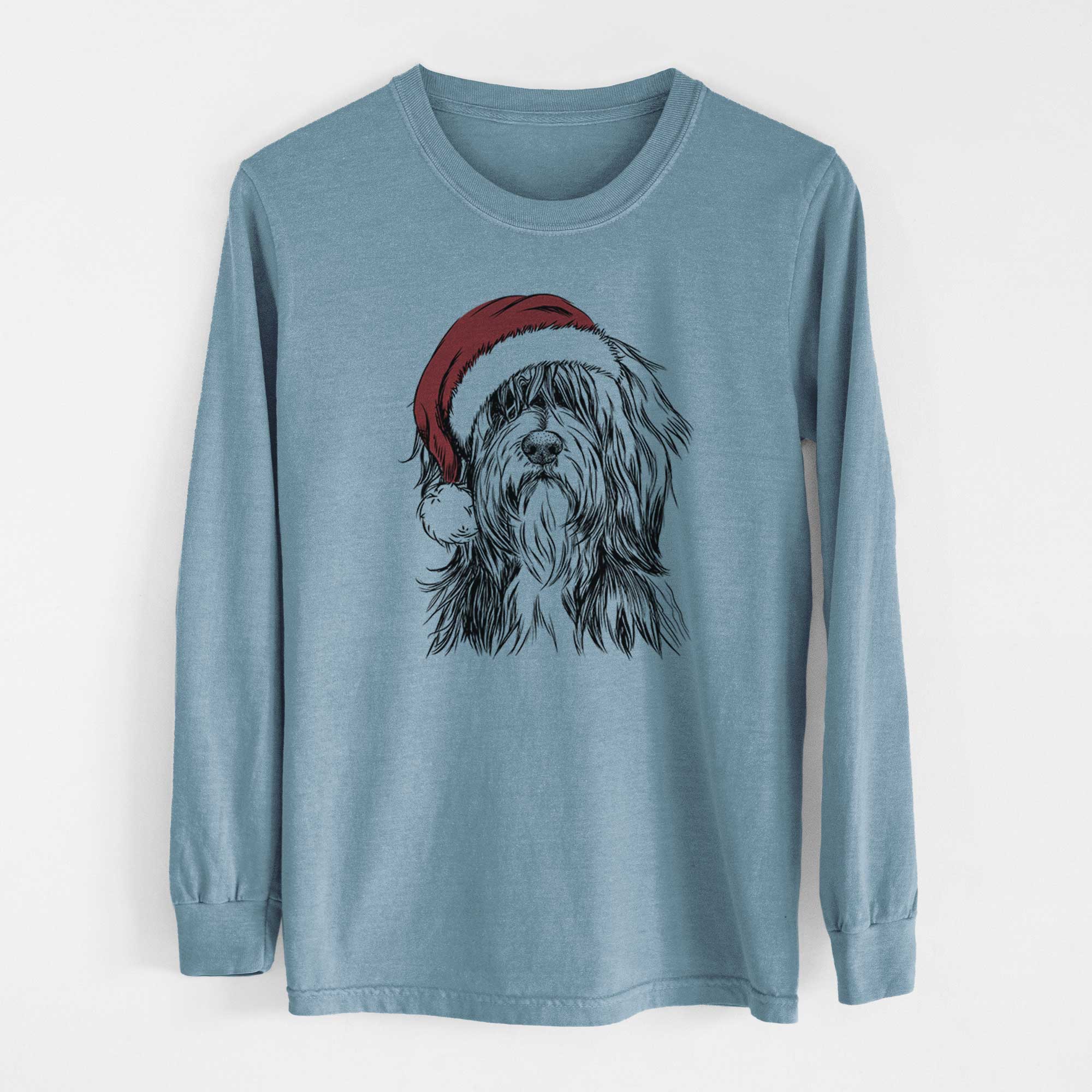 Santa Fiji the Polish Lowland Sheepdog - Men's Heavyweight 100% Cotton Long Sleeve - Image 8