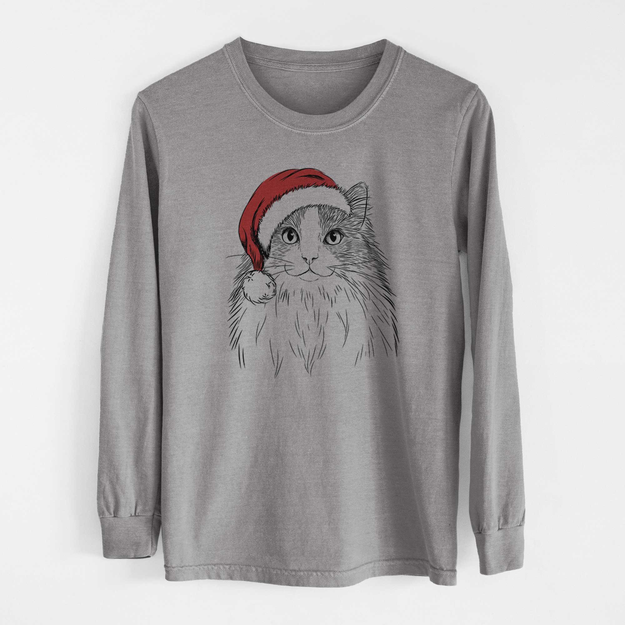 Santa Fiona the Ragdoll Cat - Men's Heavyweight 100% Cotton Long Sleeve - Image 7