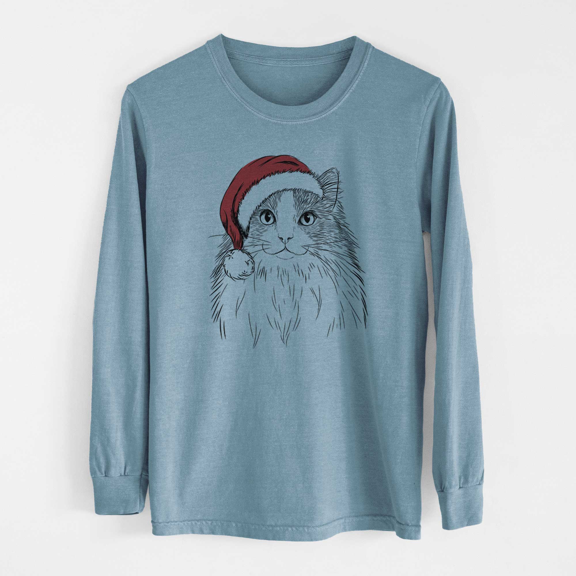 Santa Fiona the Ragdoll Cat - Men's Heavyweight 100% Cotton Long Sleeve - Image 8