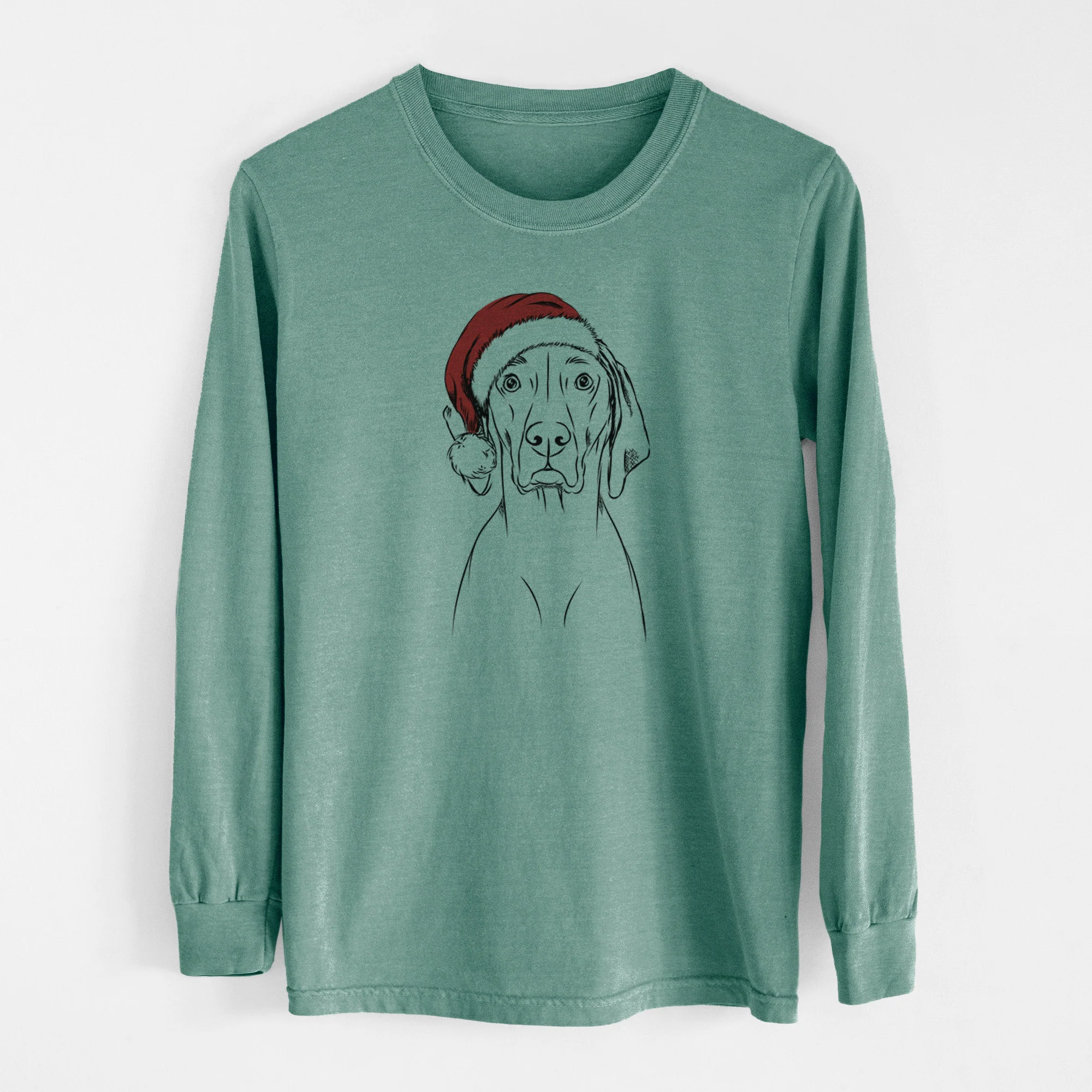 Santa Flint the Weimaraner - Men's Heavyweight 100% Cotton Long Sleeve - Image 12