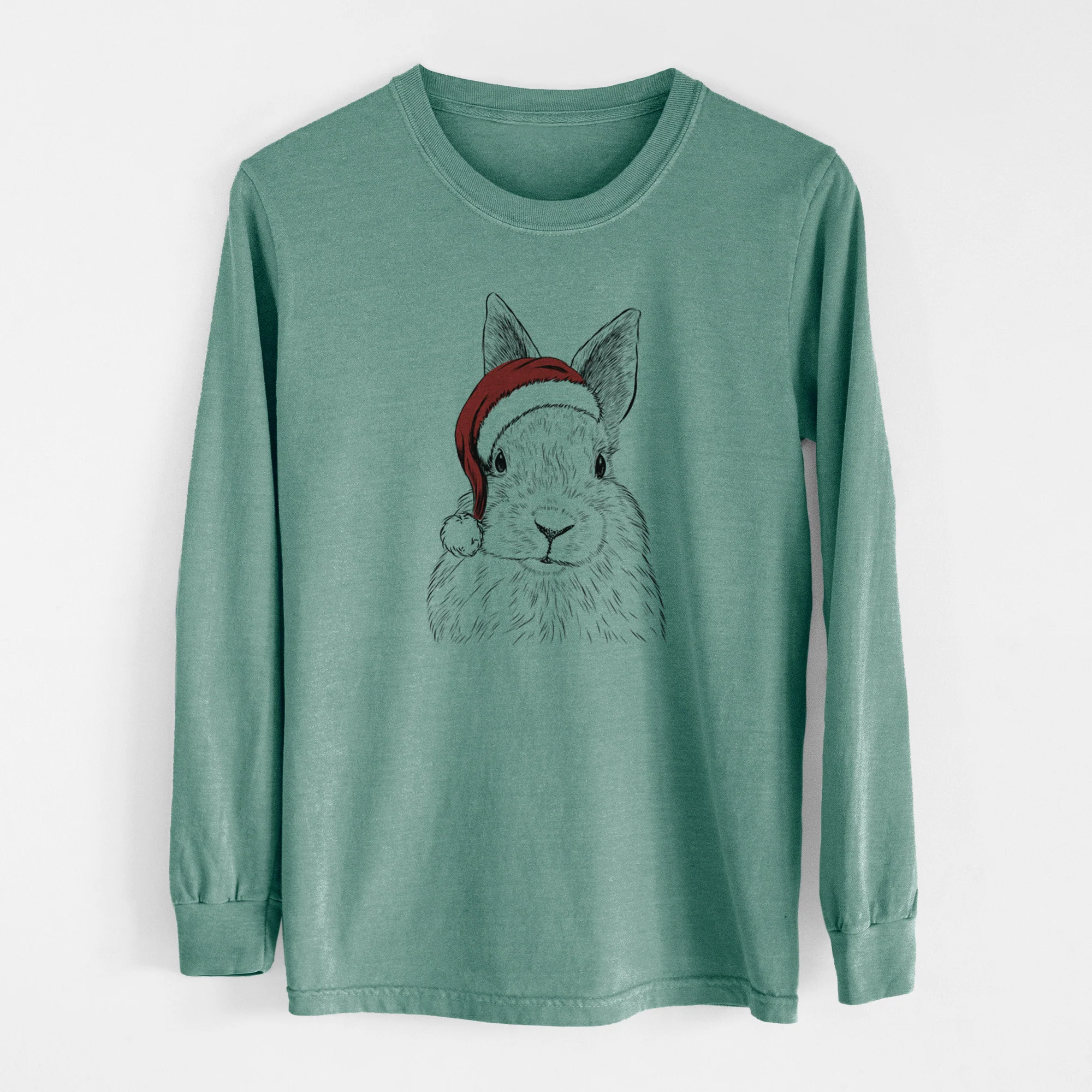 Santa Flower the Rex Rabbit - Men's Heavyweight 100% Cotton Long Sleeve - Image 12