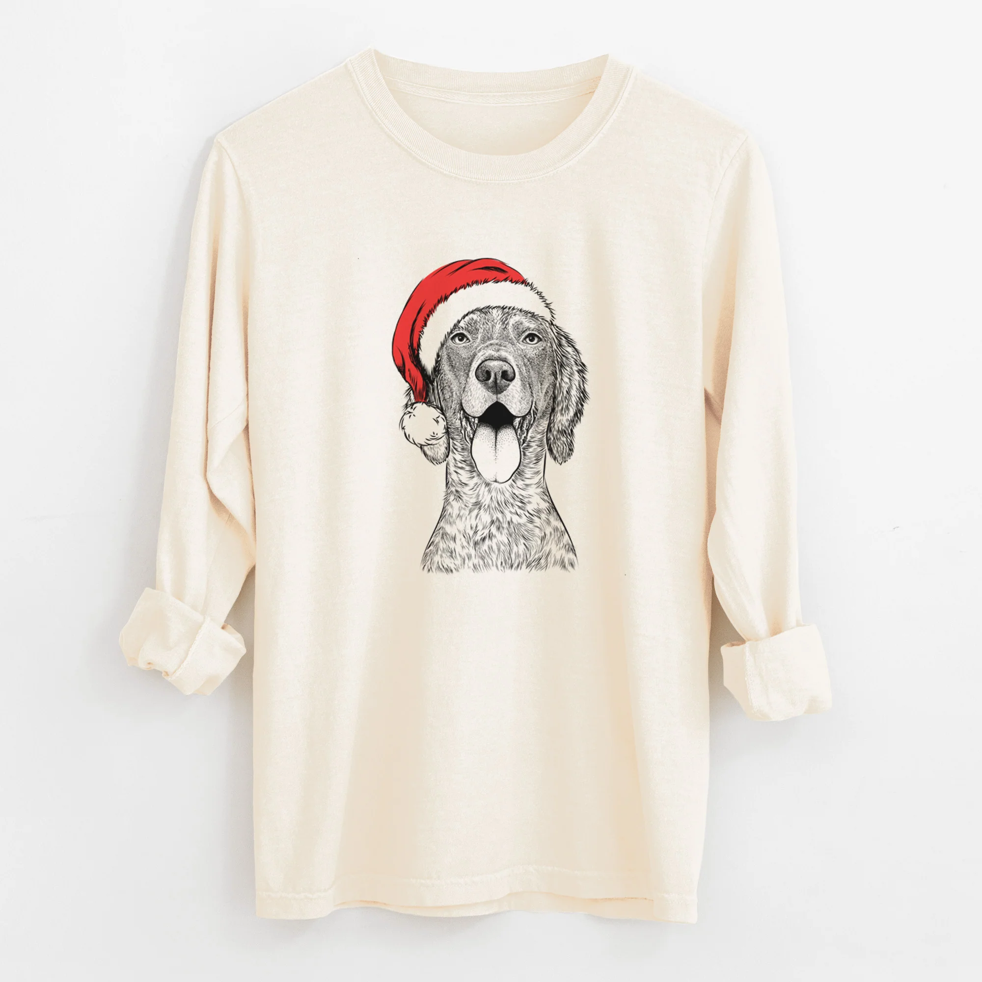 Santa Freddy the English Setter - Men's Heavyweight 100% Cotton Long Sleeve - Image 10