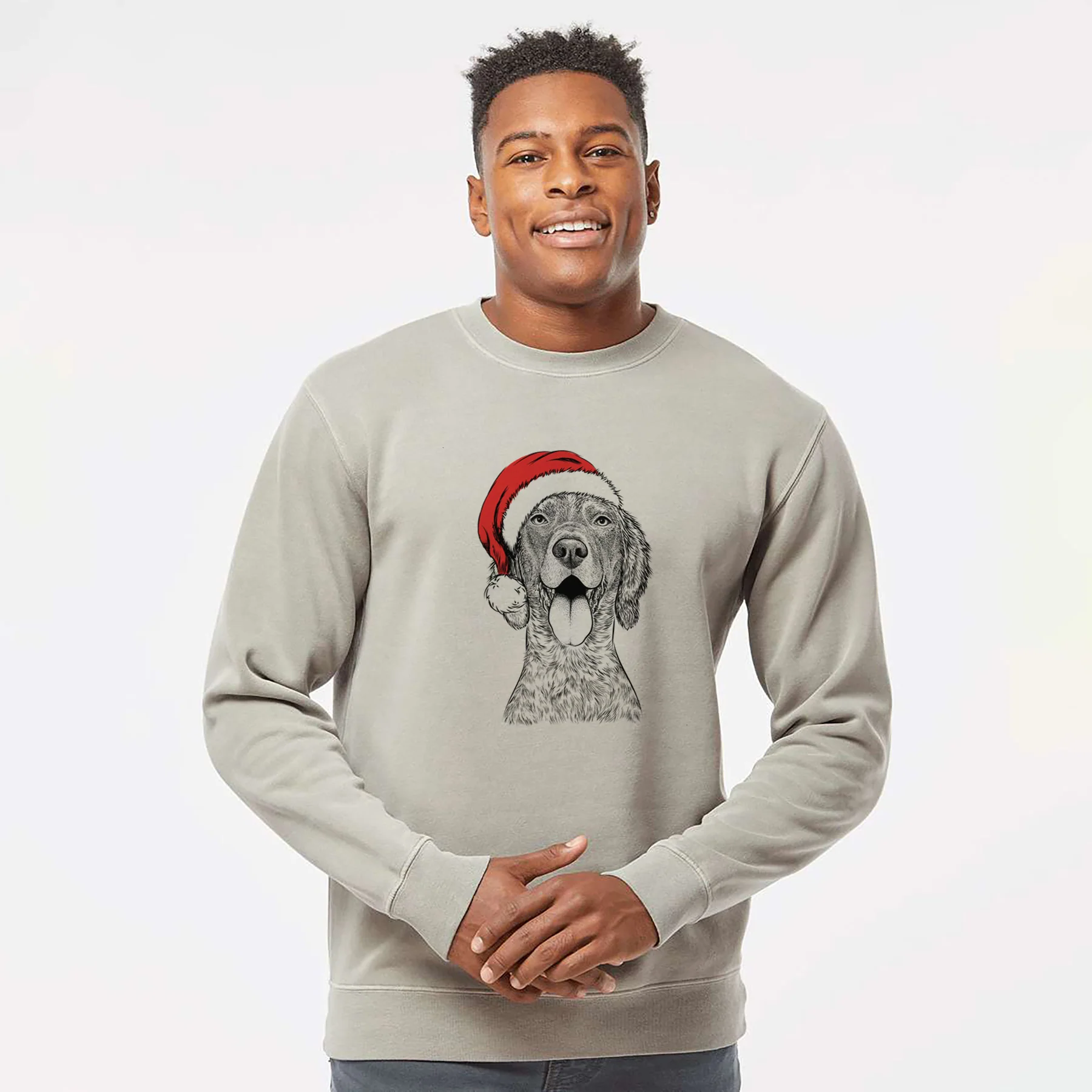 Santa Freddy the English Setter - Unisex Pigment Dyed Crew Sweatshirt - Image 3