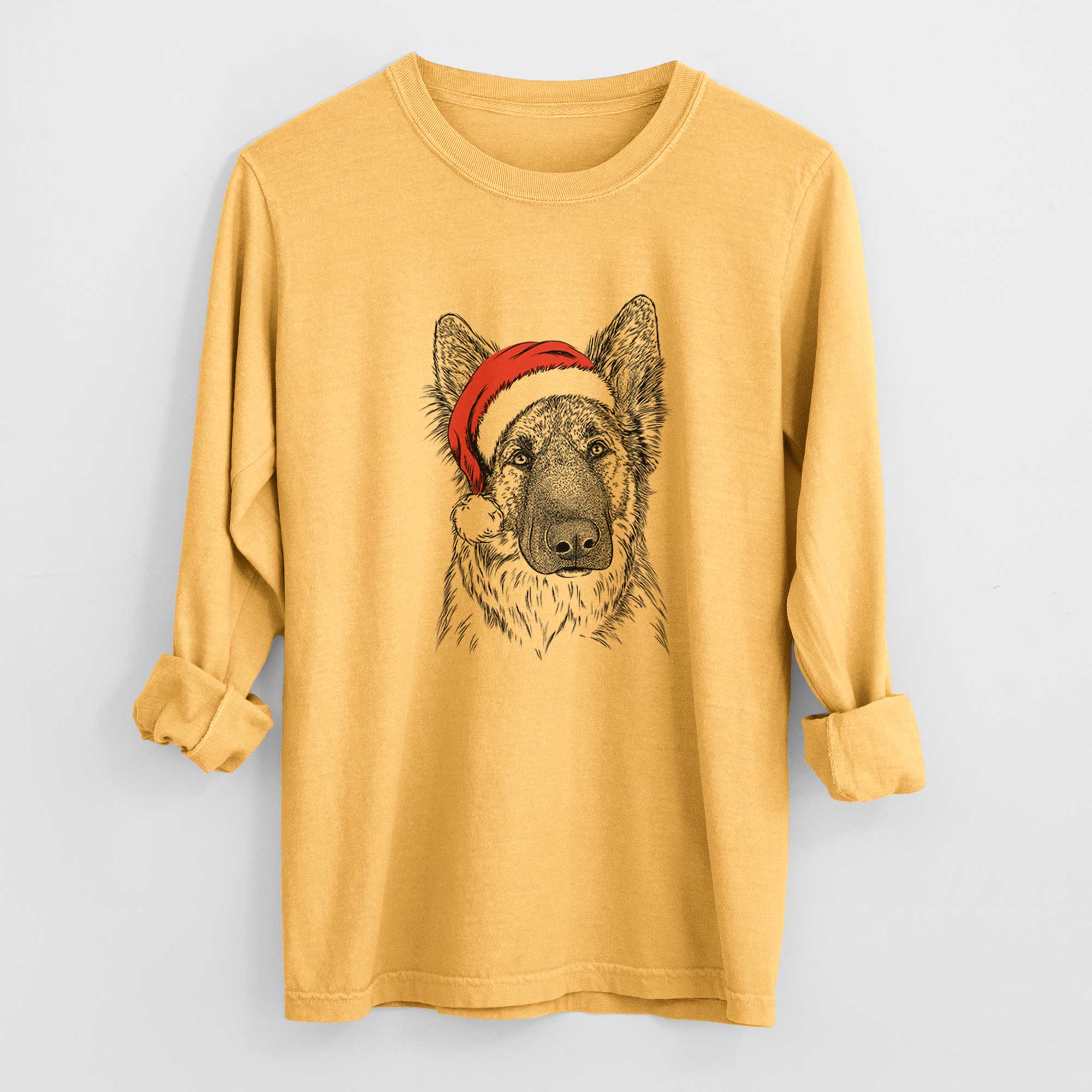 Santa Geddy the Shiloh Shepherd - Men's Heavyweight 100% Cotton Long Sleeve - Image 3