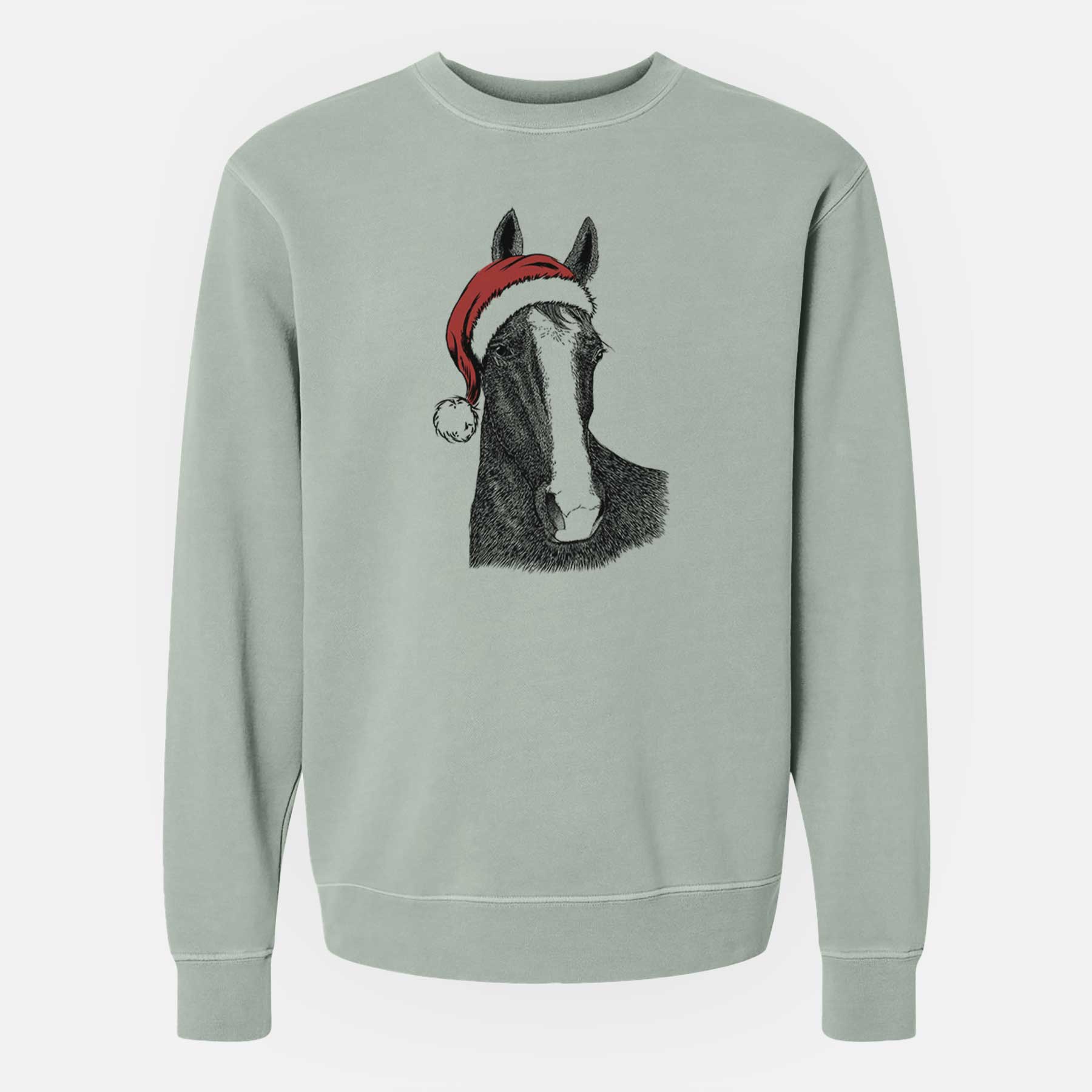 Santa Gibson the Tennessee Walking Horse - Unisex Pigment Dyed Crew Sweatshirt - Image 3