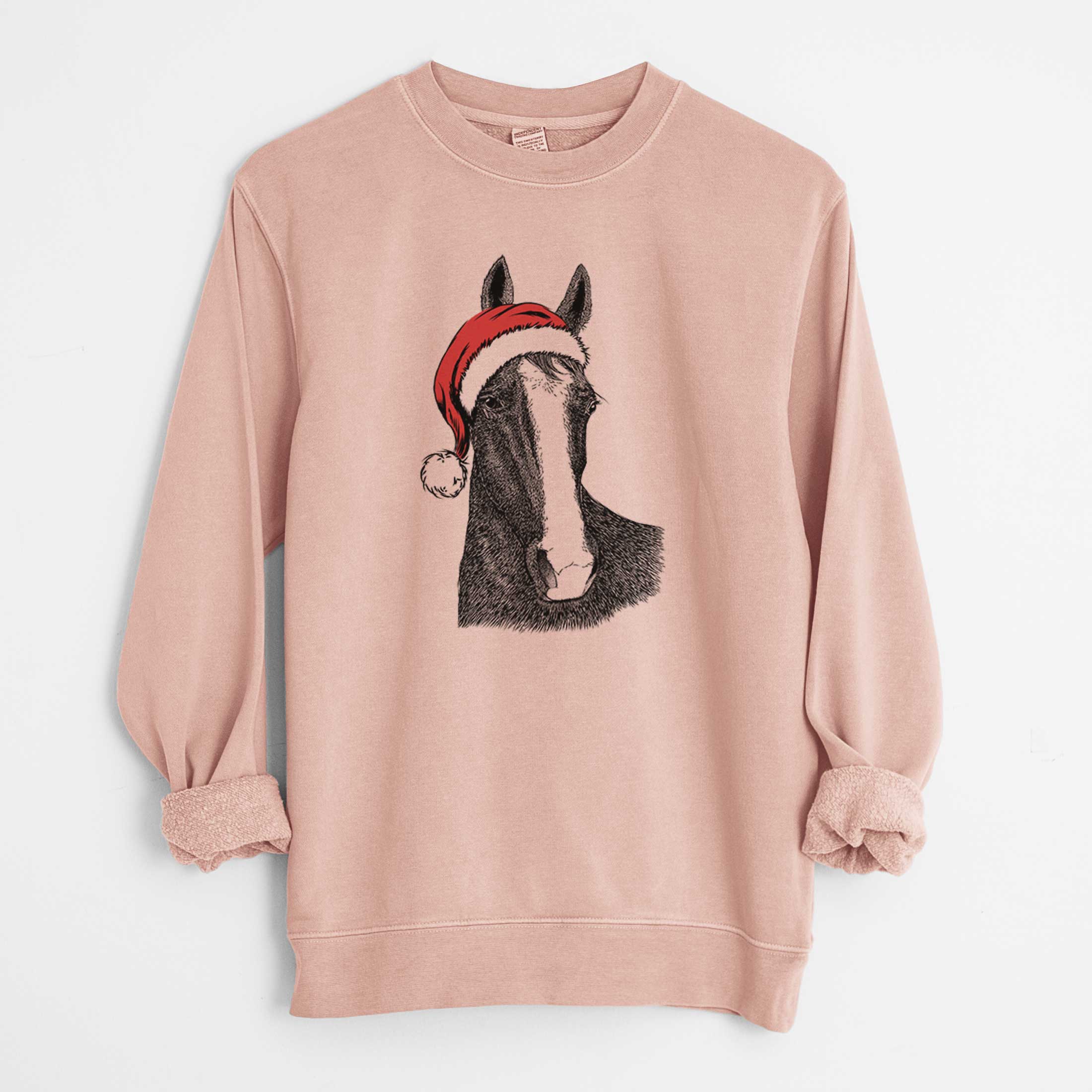 Santa Gibson the Tennessee Walking Horse - Unisex Pigment Dyed Crew Sweatshirt - Image 5