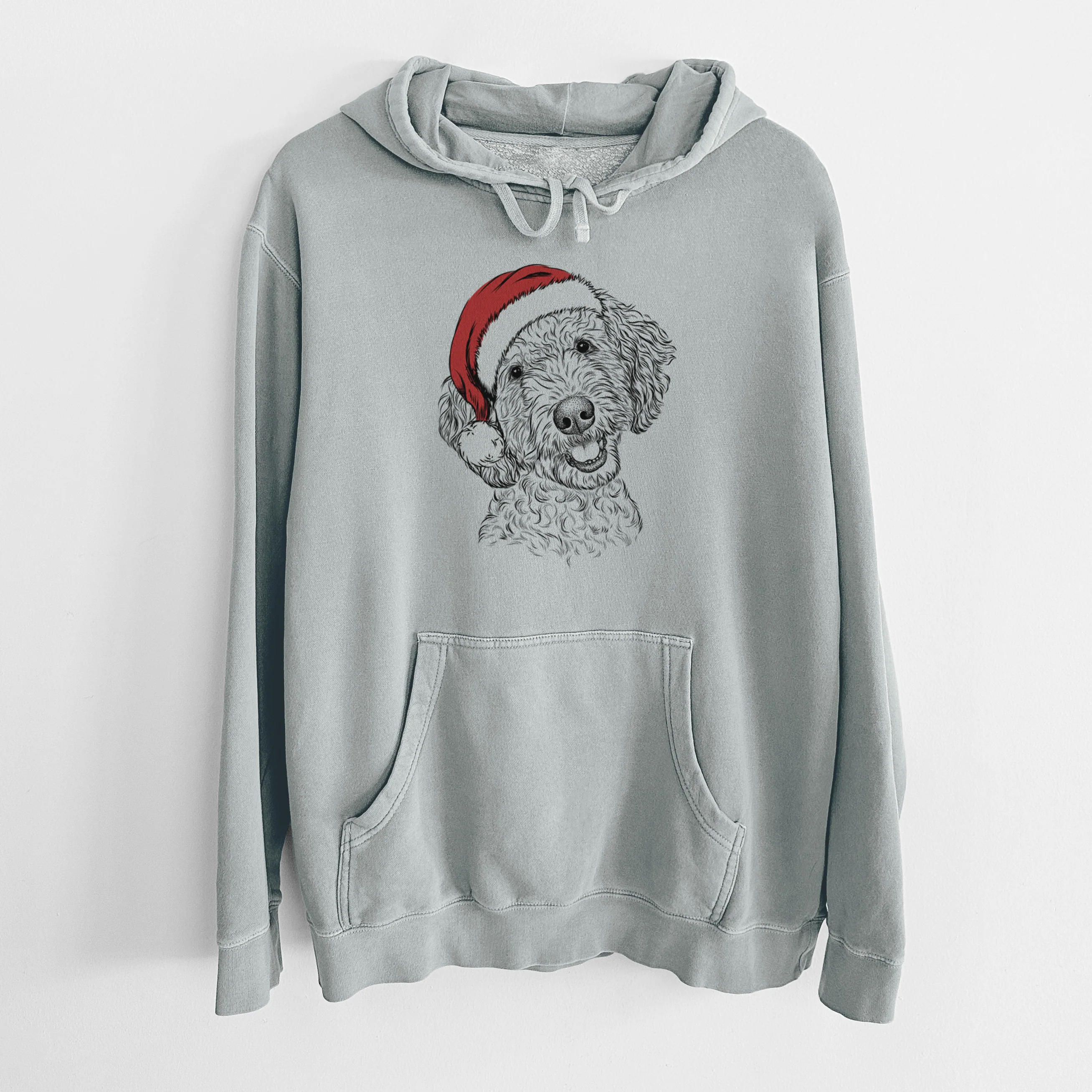 Santa Hat Gizmo the Goldendoodle - Unisex Pigment Dyed Hoodie - Image 8
