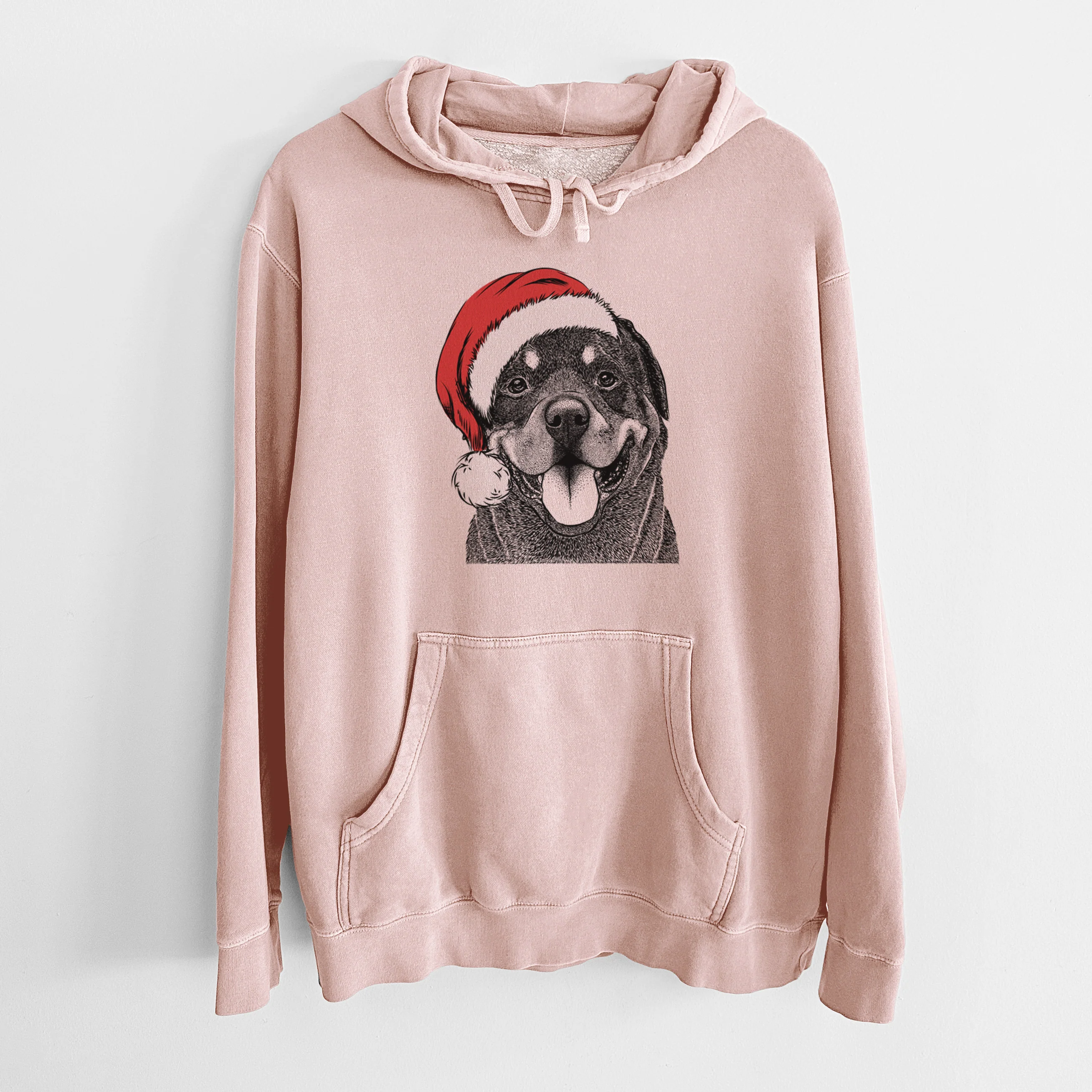 Santa Hat Hagan the Rottweiler - Unisex Pigment Dyed Hoodie - Image 6