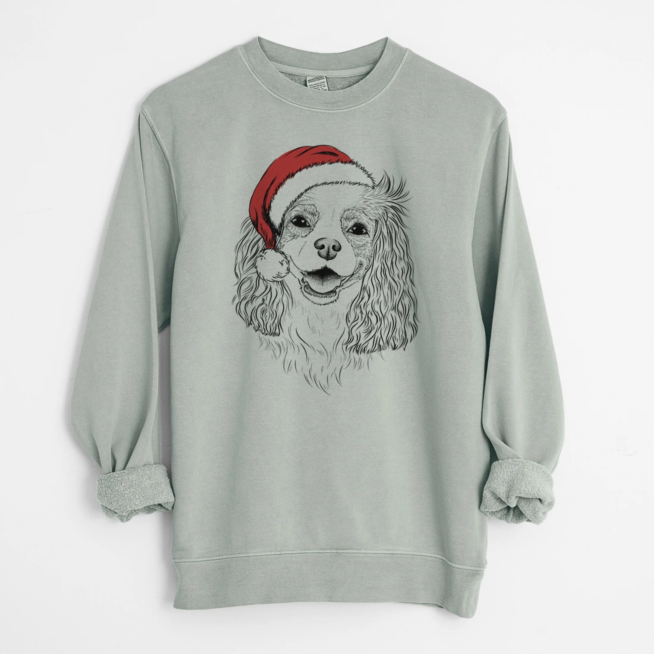Santa Halley Comet the Cavalier King Charles Spaniel - Unisex Pigment Dyed Crew Sweatshirt - Image 9