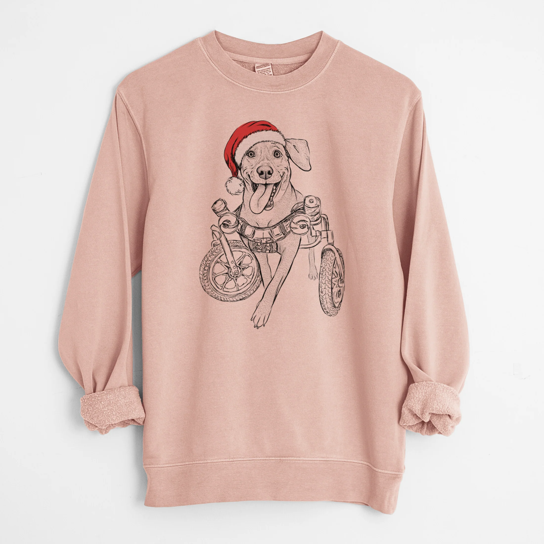 Santa Hannah the Pitbull Mix - Unisex Pigment Dyed Crew Sweatshirt - Image 6