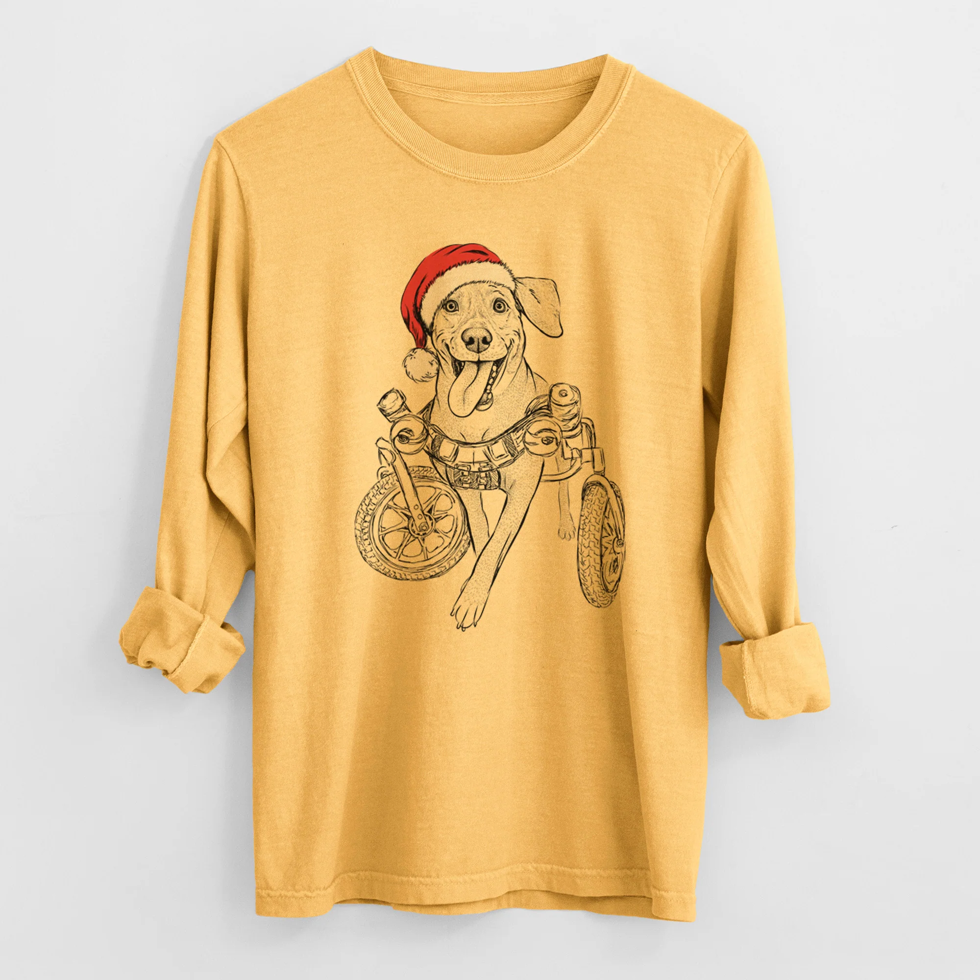 Santa Hannah the Pitbull Mix - Heavyweight 100% Cotton Long Sleeve - Image 2