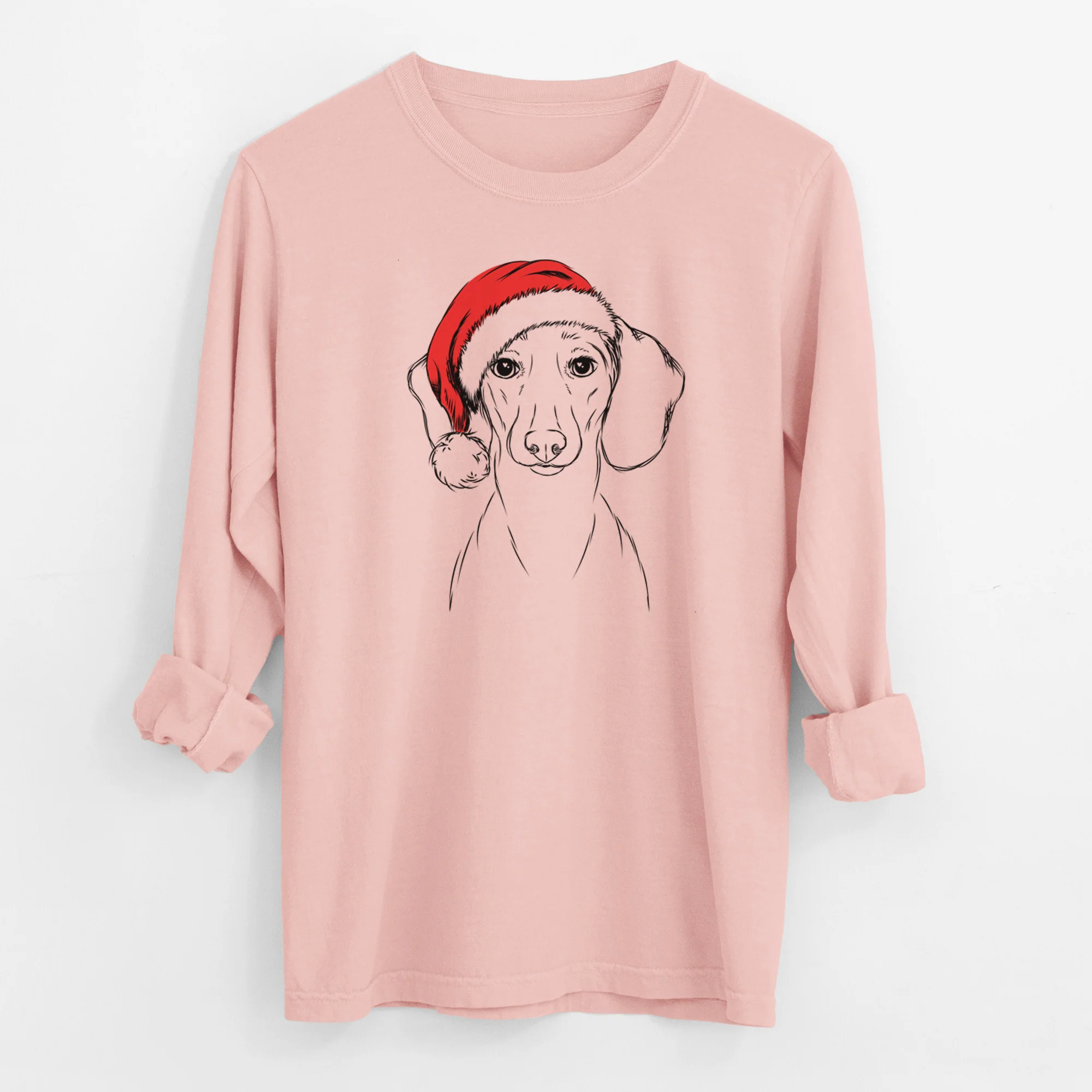 Santa Hans the Dachshund - Men's Heavyweight 100% Cotton Long Sleeve - Image 11