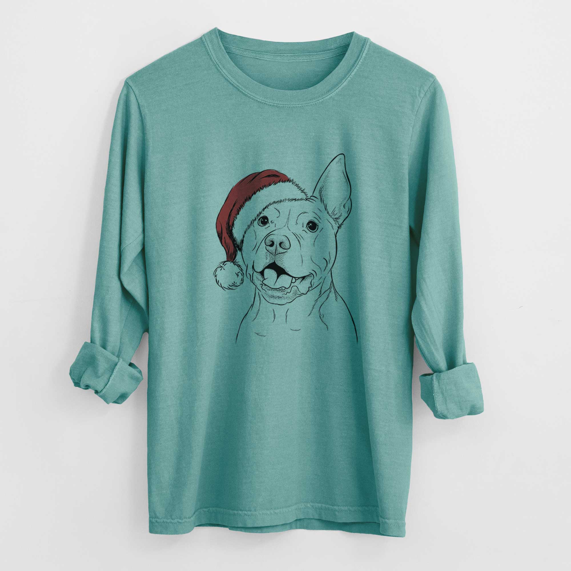 Santa Harley the Pitbull - Men's Heavyweight 100% Cotton Long Sleeve - Image 9
