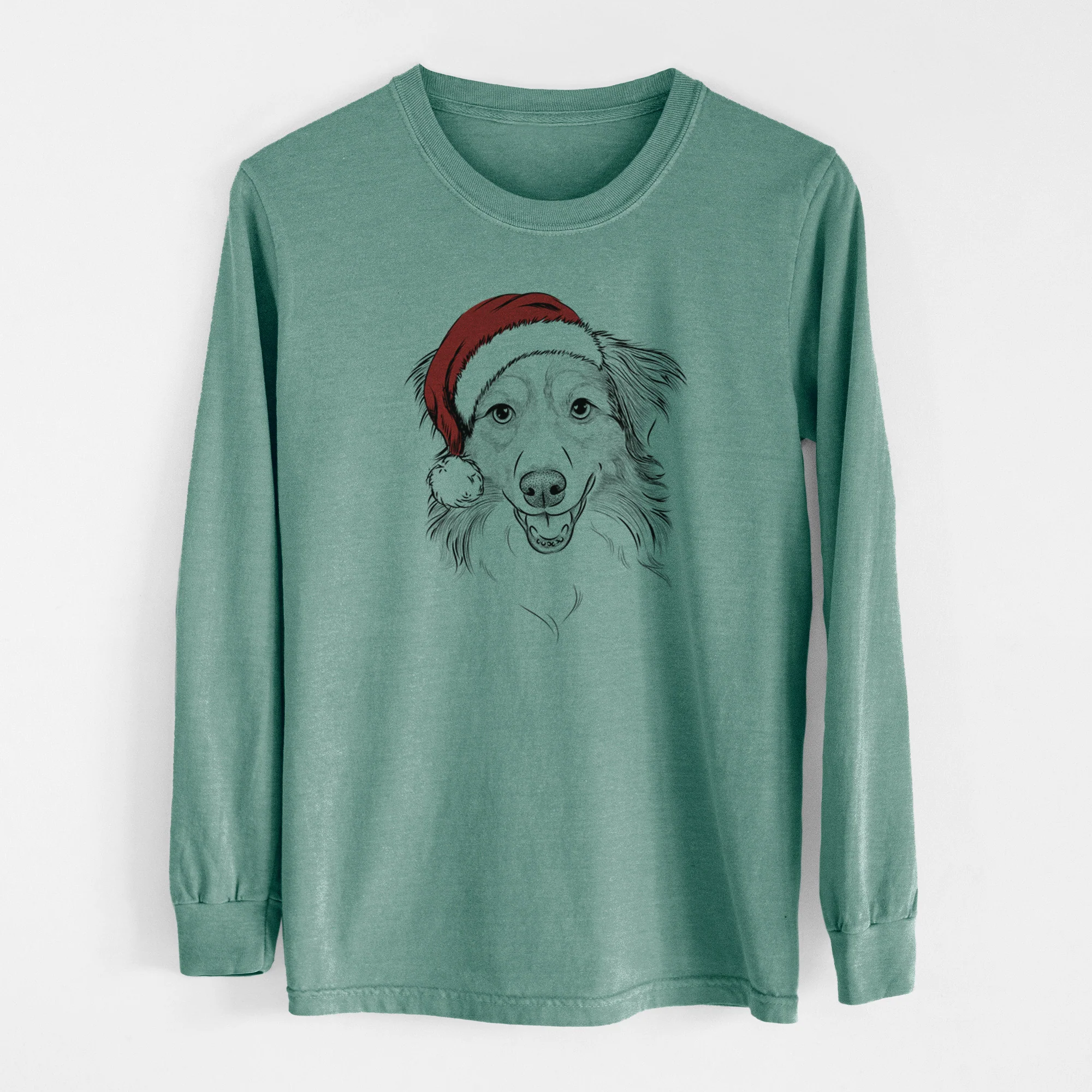 Santa Hattie the Australian Shepherd - Men's Heavyweight 100% Cotton Long Sleeve - Image 12