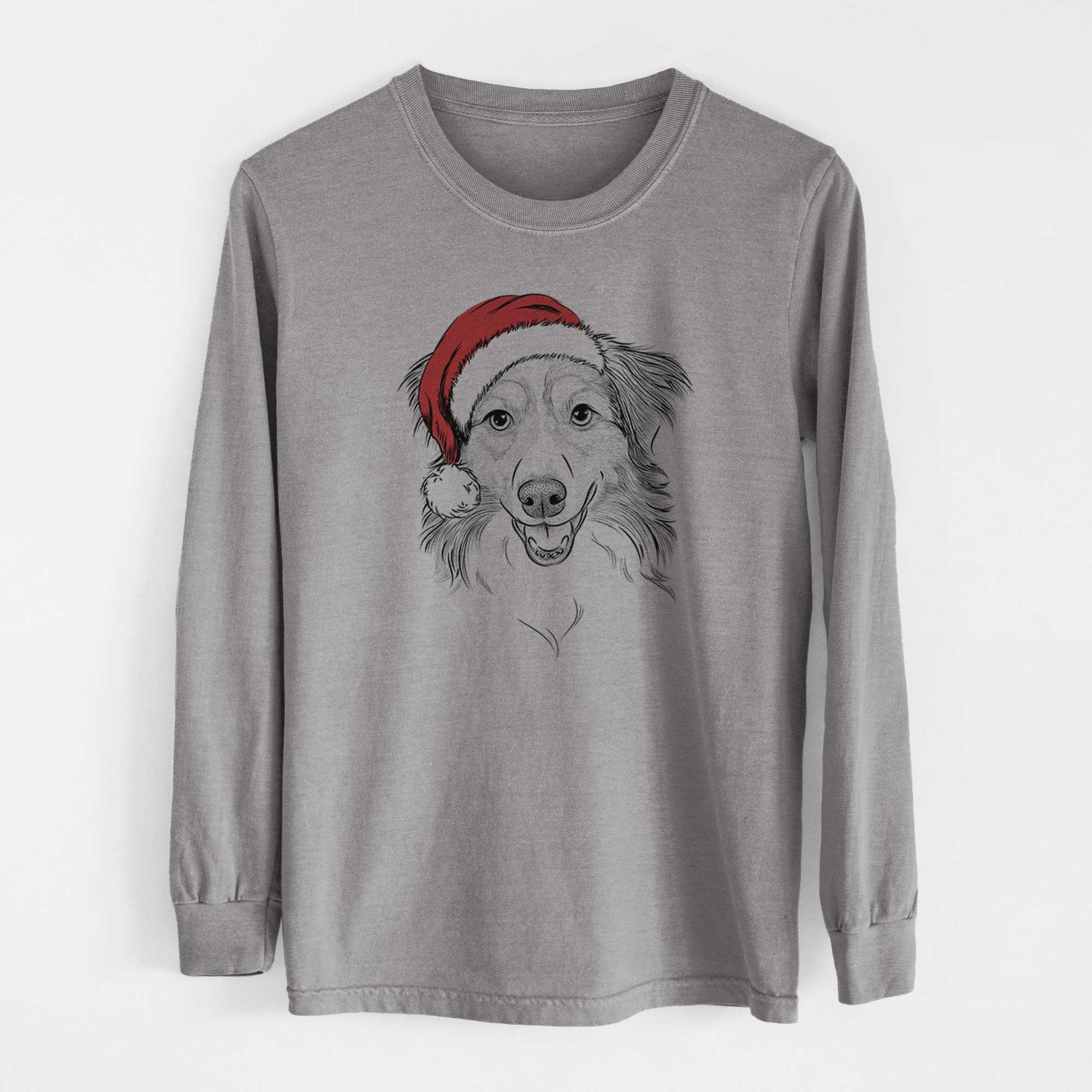 Santa Hattie the Australian Shepherd - Men's Heavyweight 100% Cotton Long Sleeve - Image 7