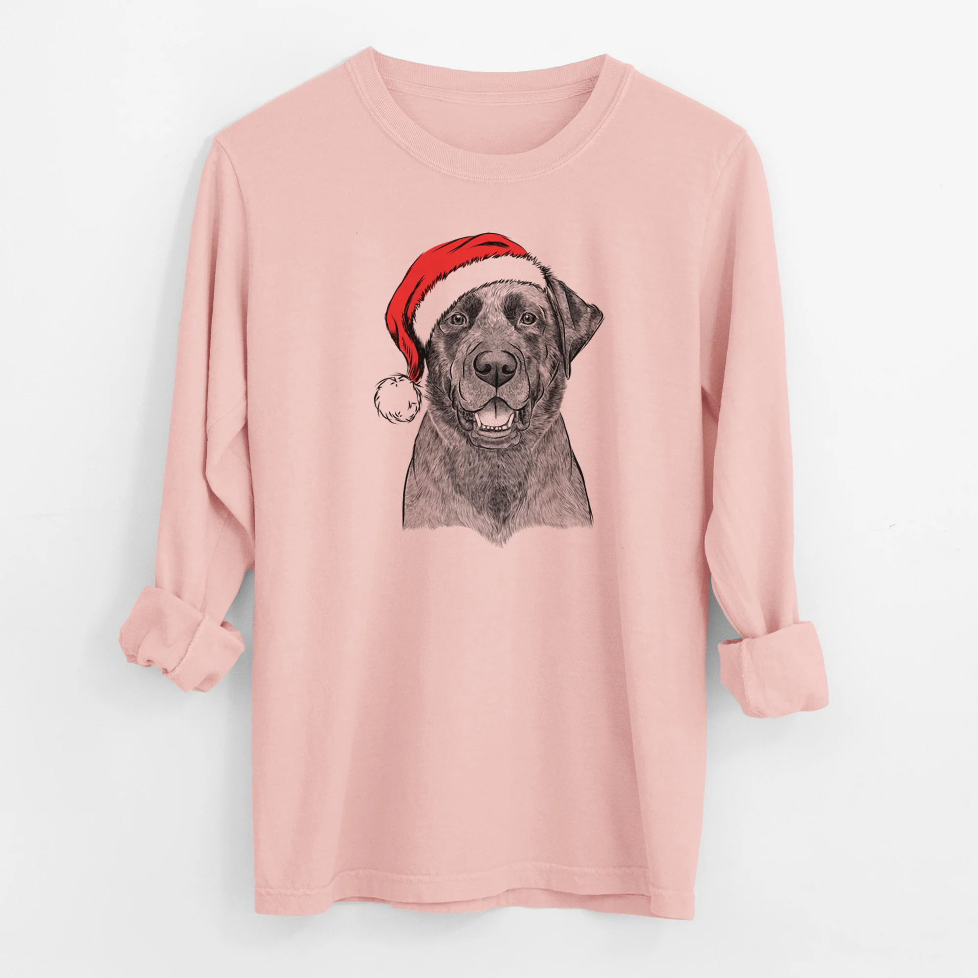 Santa Heath the Black Lab - Men's Heavyweight 100% Cotton Long Sleeve - Image 11