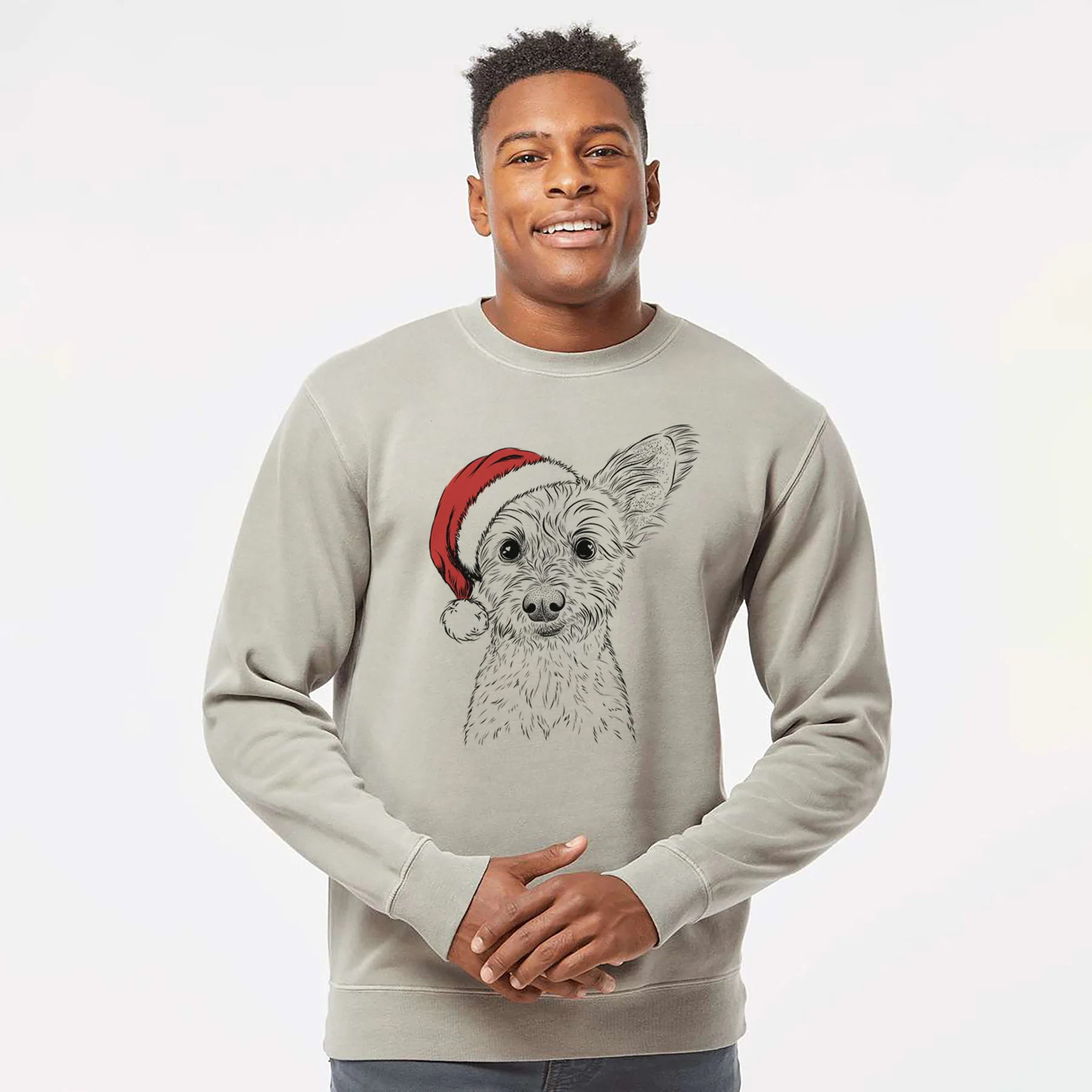Santa Heidi the Schnauzer Mix - Unisex Pigment Dyed Crew Sweatshirt - Image 2