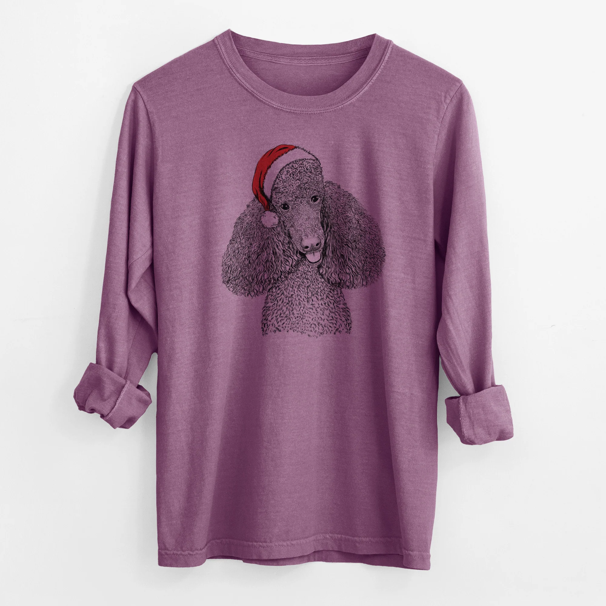 Santa Henry the Standard Poodle - Men's Heavyweight 100% Cotton Long Sleeve - Image 10