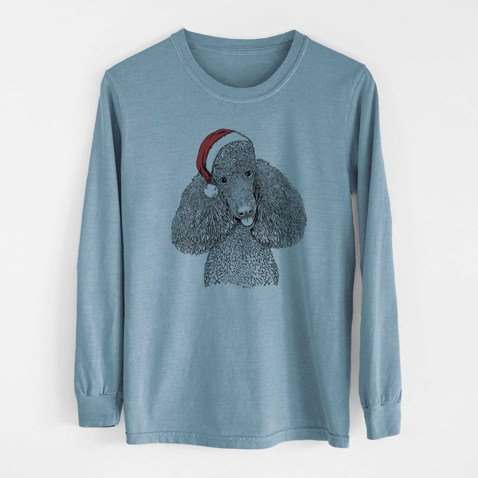 Santa Henry the Standard Poodle - Men's Heavyweight 100% Cotton Long Sleeve - Image 8