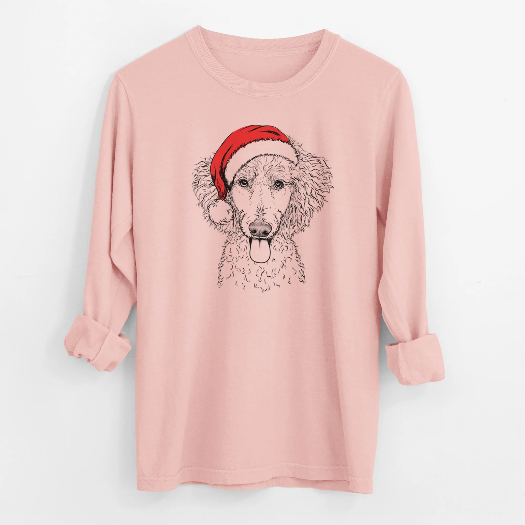 Santa Henry the White Standard Poodle - Men's Heavyweight 100% Cotton Long Sleeve - Image 11