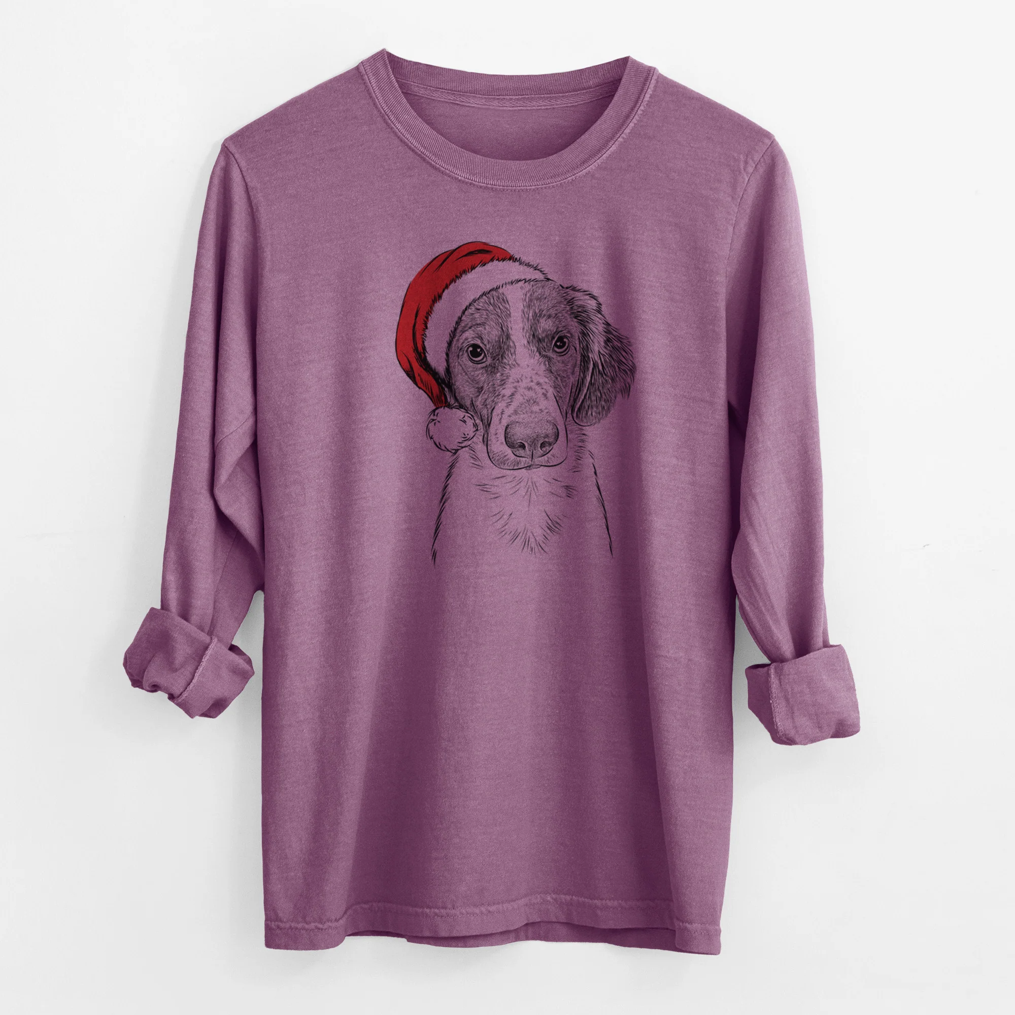Santa Holly the Brittany Spaniel - Men's Heavyweight 100% Cotton Long Sleeve - Image 10