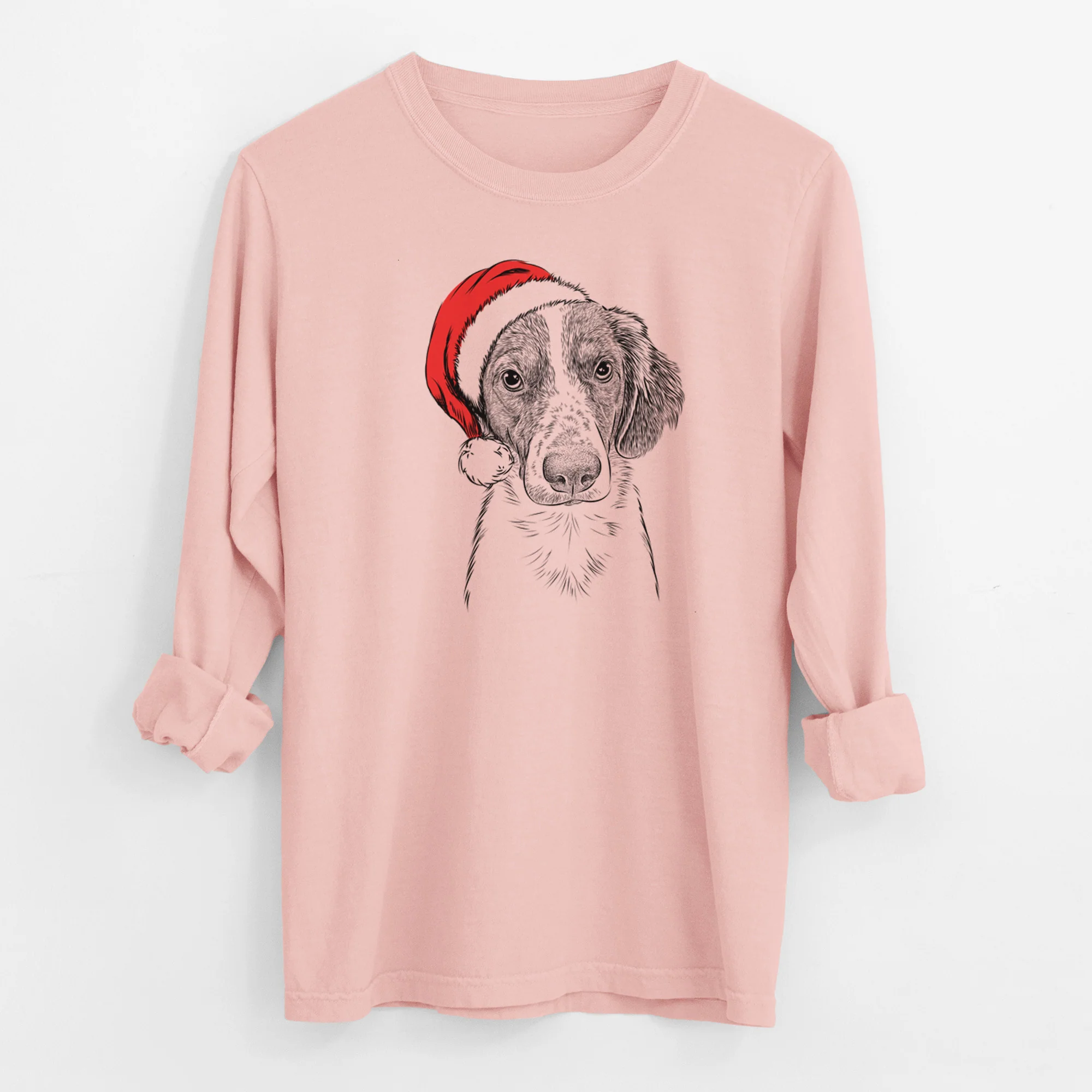 Santa Holly the Brittany Spaniel - Men's Heavyweight 100% Cotton Long Sleeve - Image 11