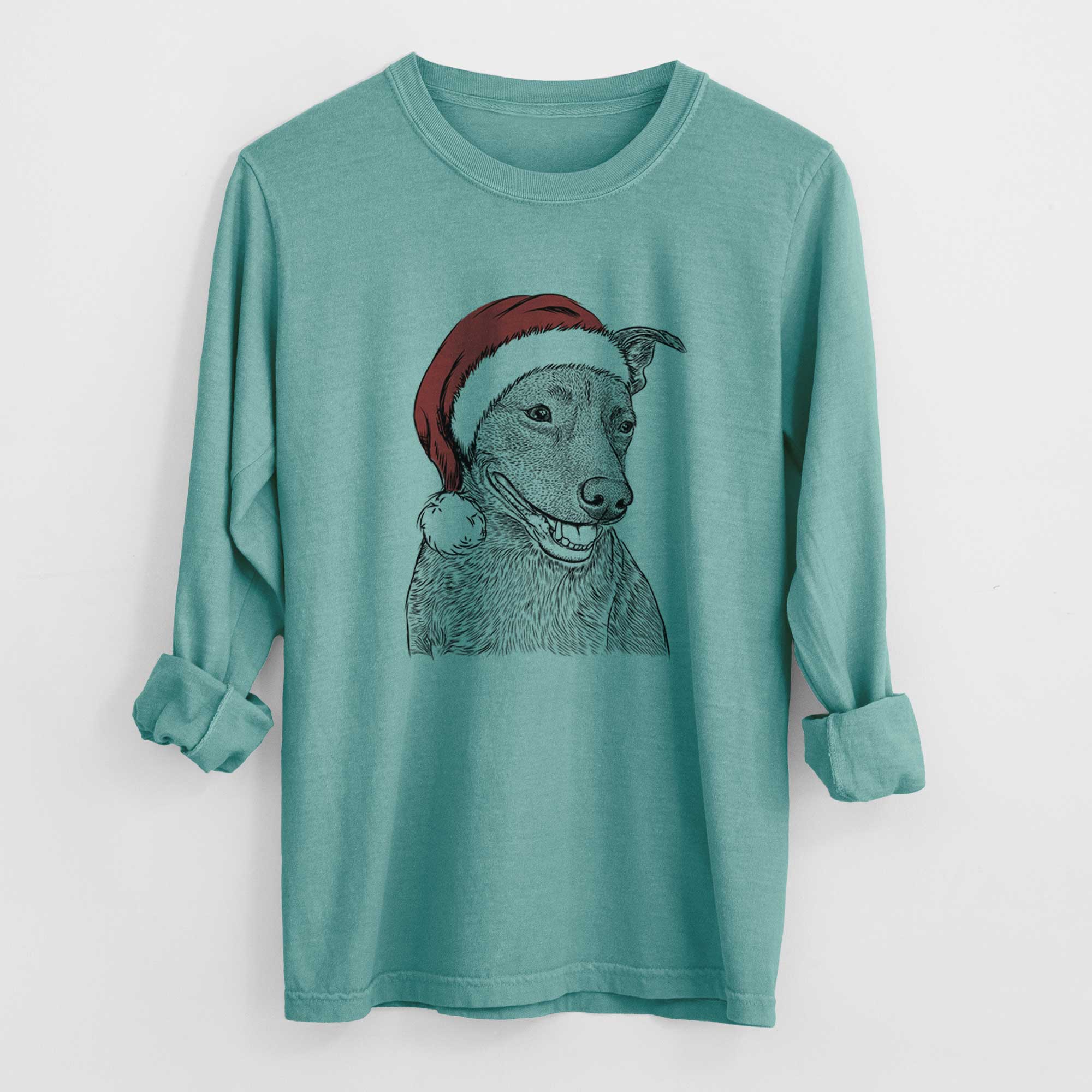 Santa Honey the Lab Pit Mix - Men's Heavyweight 100% Cotton Long Sleeve - Image 9