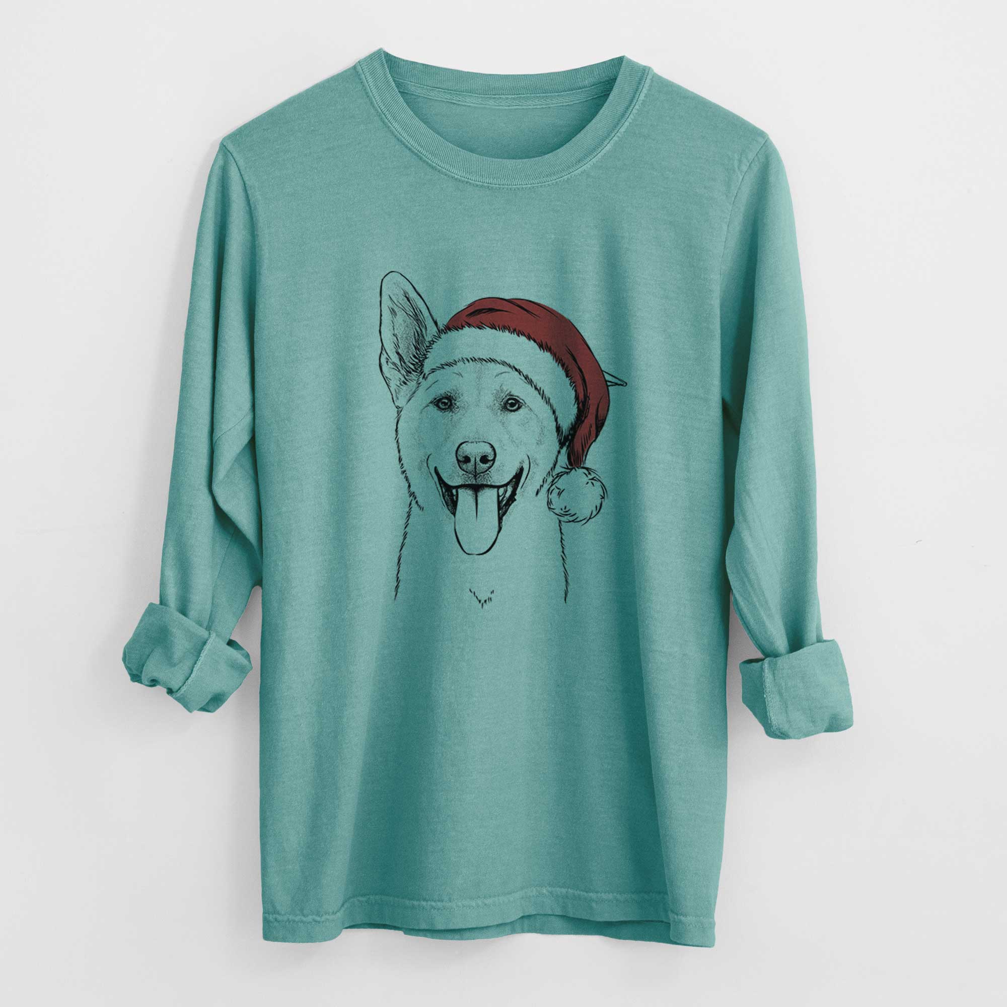 Santa Hoya the Korean Jindo - Men's Heavyweight 100% Cotton Long Sleeve - Image 9