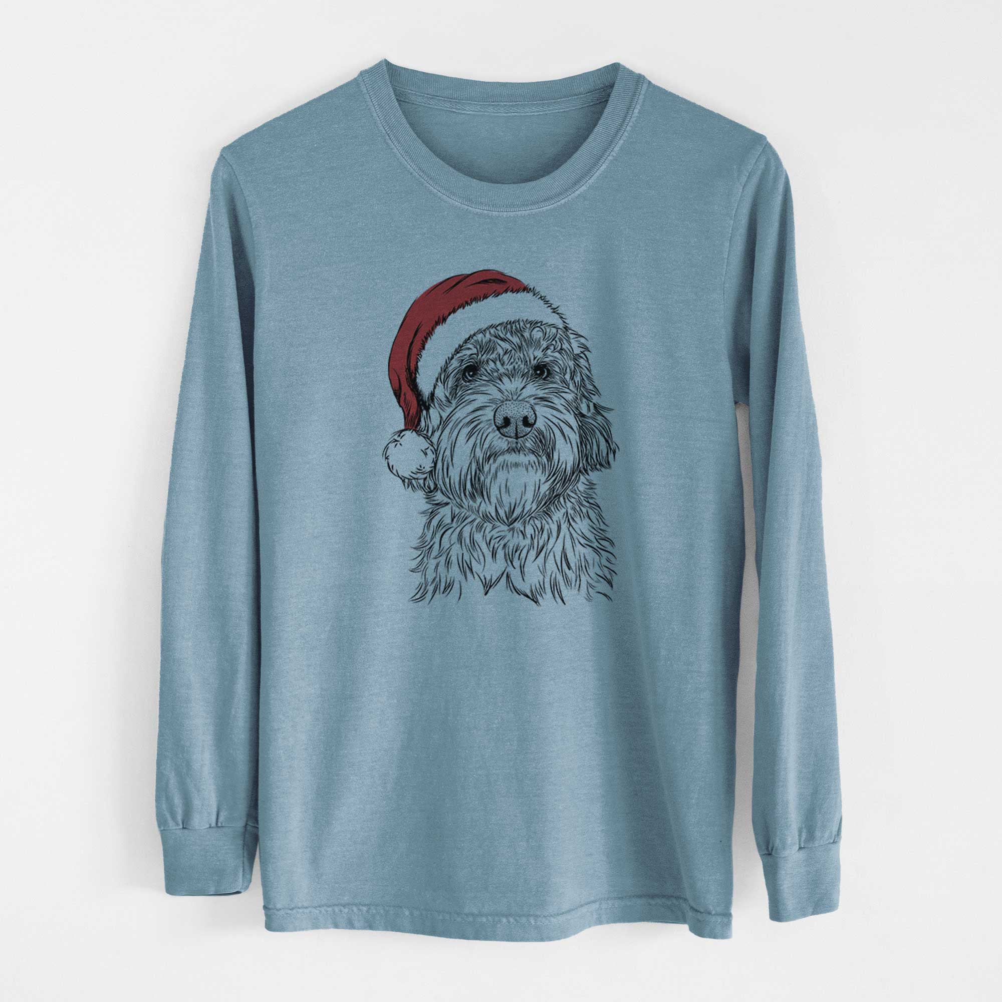 Santa Huckleberry the Australian Labradoodle - Men's Heavyweight 100% Cotton Long Sleeve - Image 8
