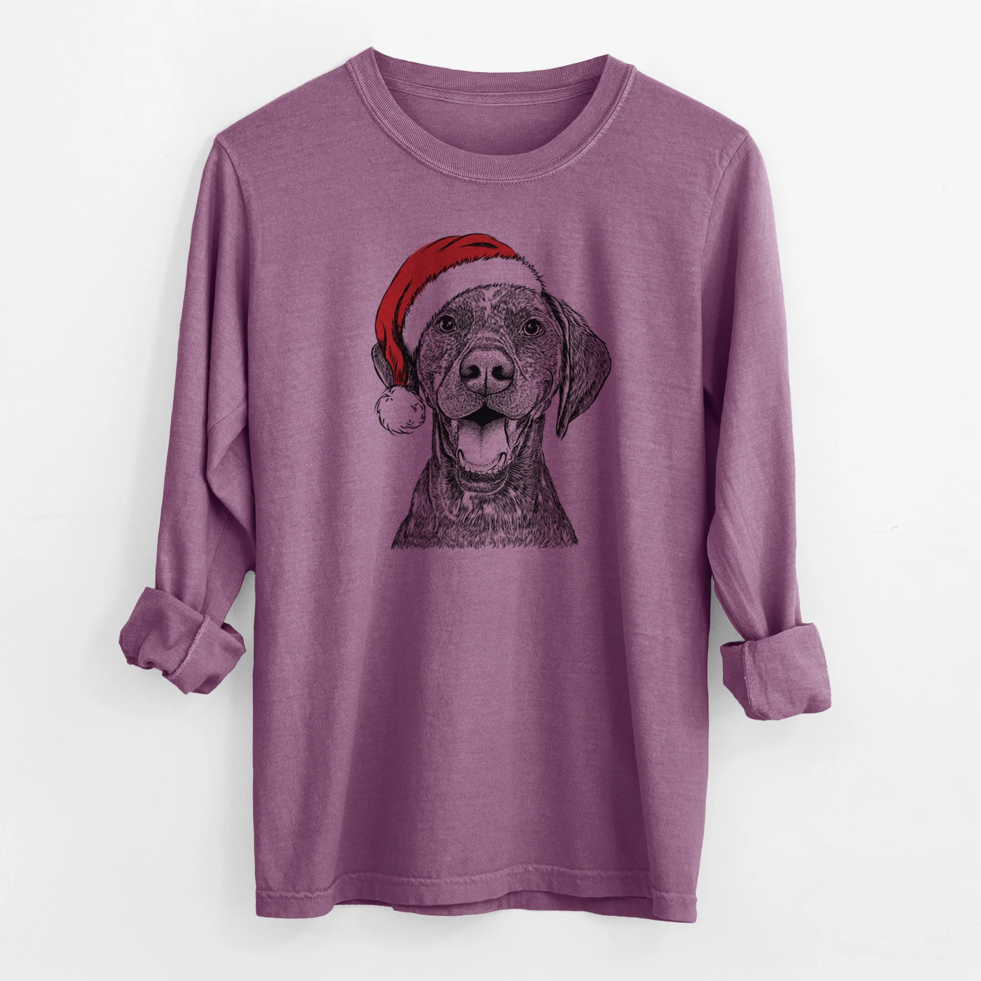 Santa Hudson the German Shorthaired Pointer - Men's Heavyweight 100% Cotton Long Sleeve - Image 10