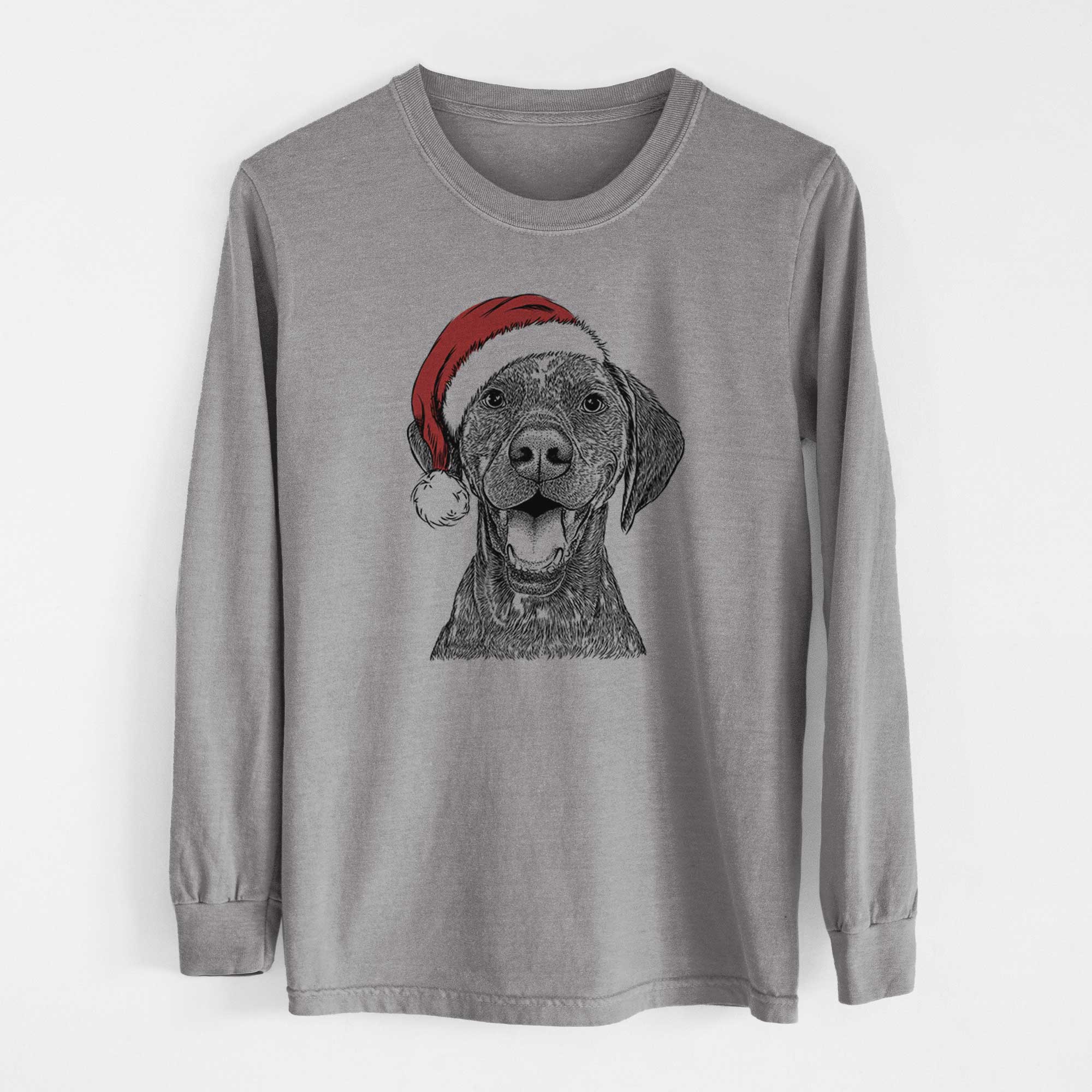 Santa Hudson the German Shorthaired Pointer - Men's Heavyweight 100% Cotton Long Sleeve - Image 7