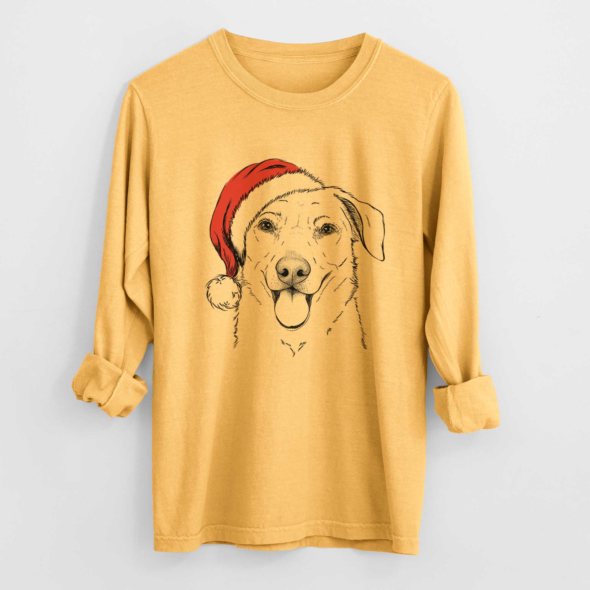 Santa Hudson the Shepherd - Men's Heavyweight 100% Cotton Long Sleeve - Image 3