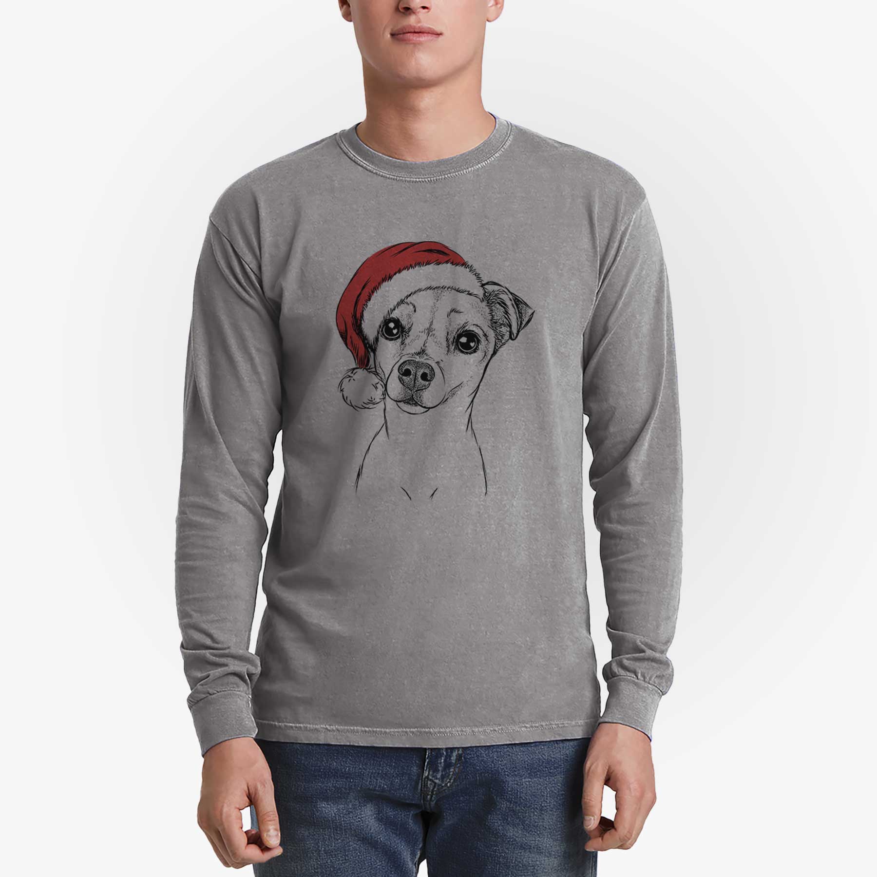 Santa Izzy the Chiweenie - Men's Heavyweight 100% Cotton Long Sleeve - Image 5