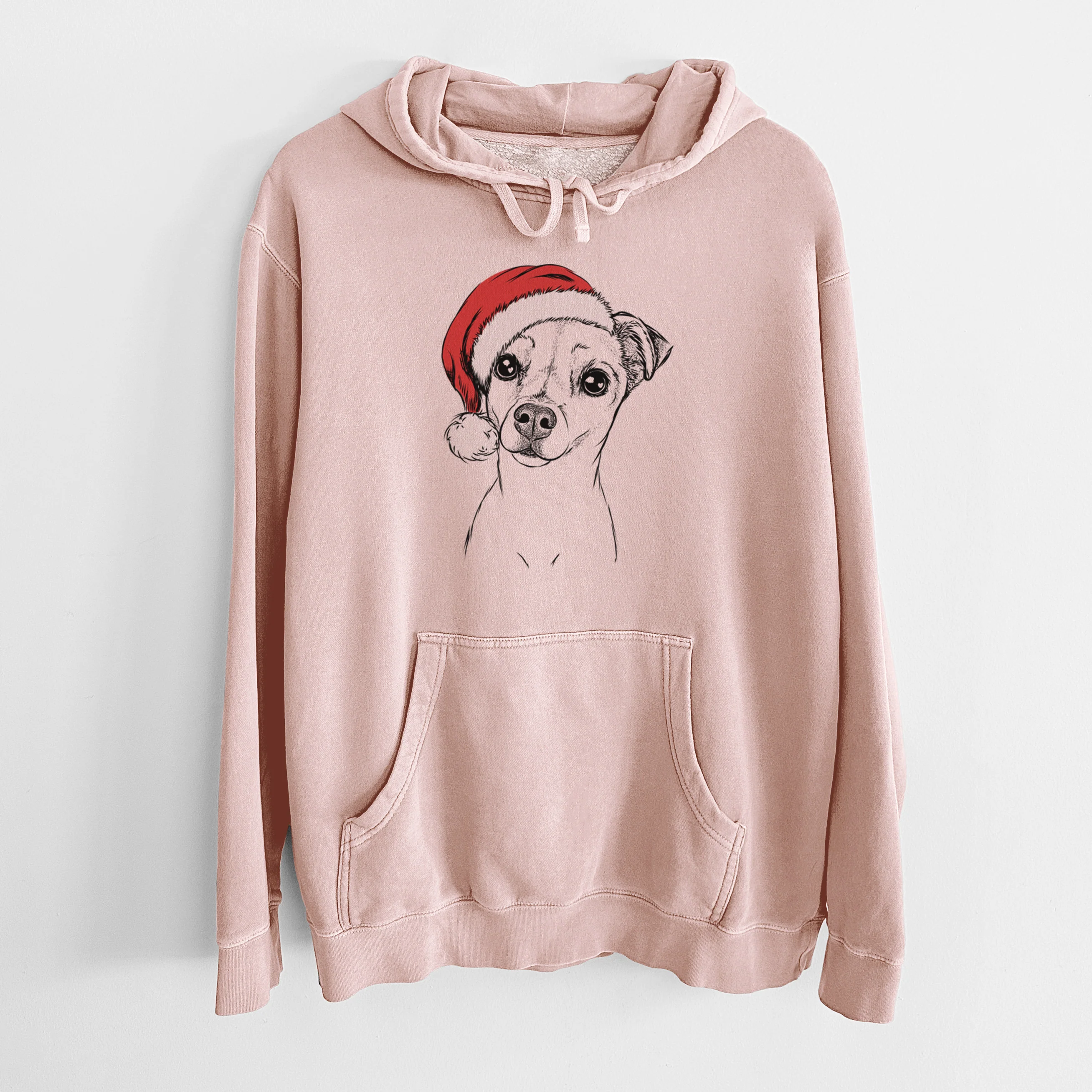 Santa Hat Izzy the Chiweenie - Unisex Pigment Dyed Hoodie - Image 6