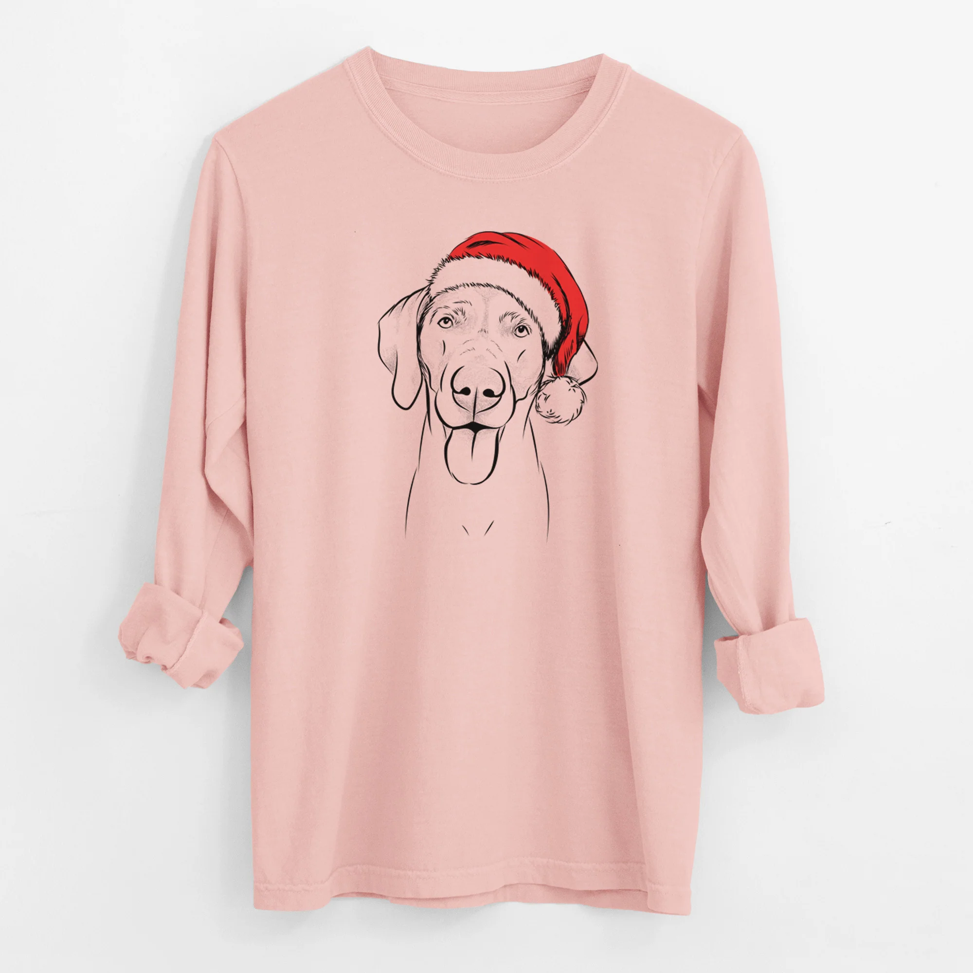 Santa Jackson the Weimaraner - Men's Heavyweight 100% Cotton Long Sleeve - Image 11