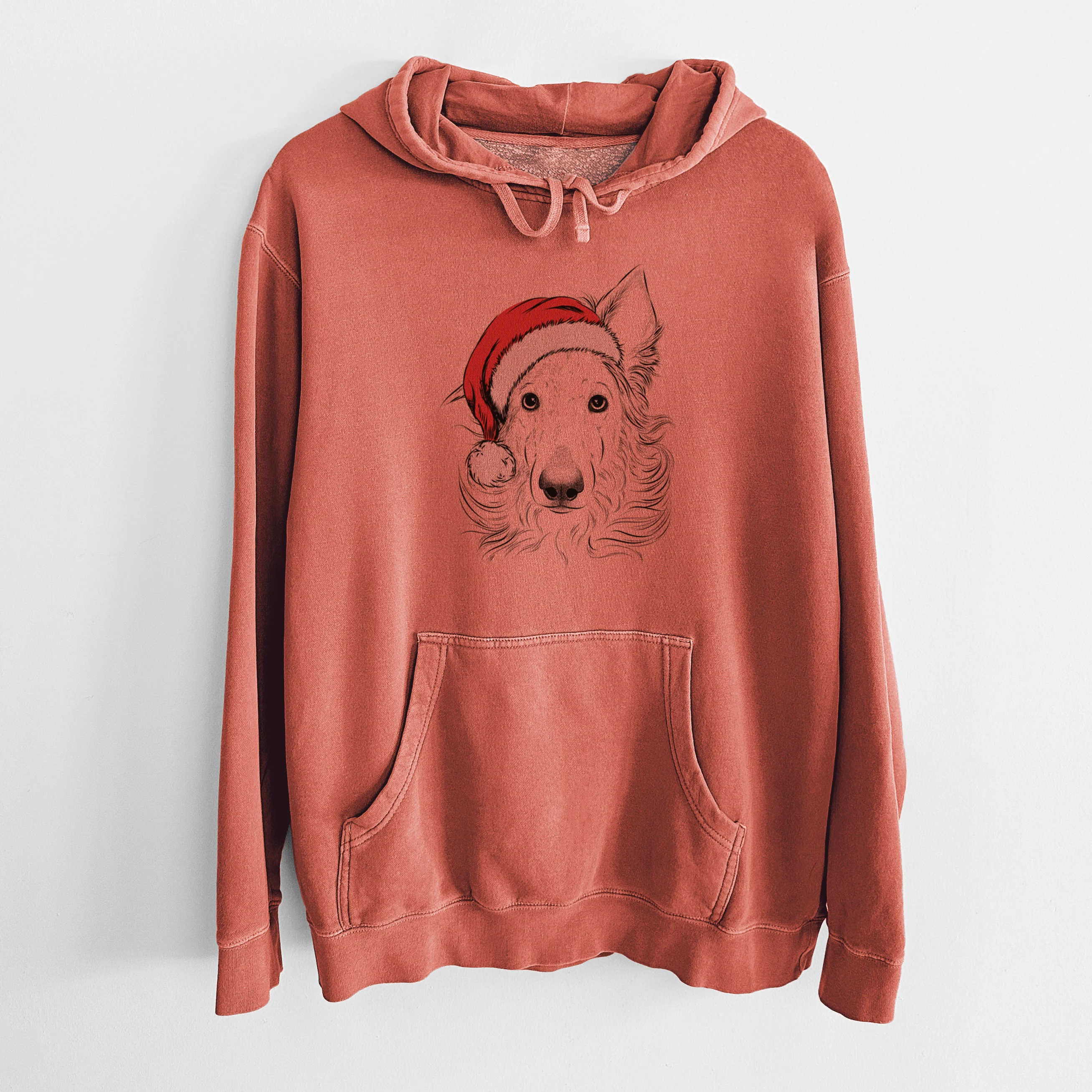 Santa Hat Jasha the Borzoi - Unisex Pigment Dyed Hoodie - Image 9