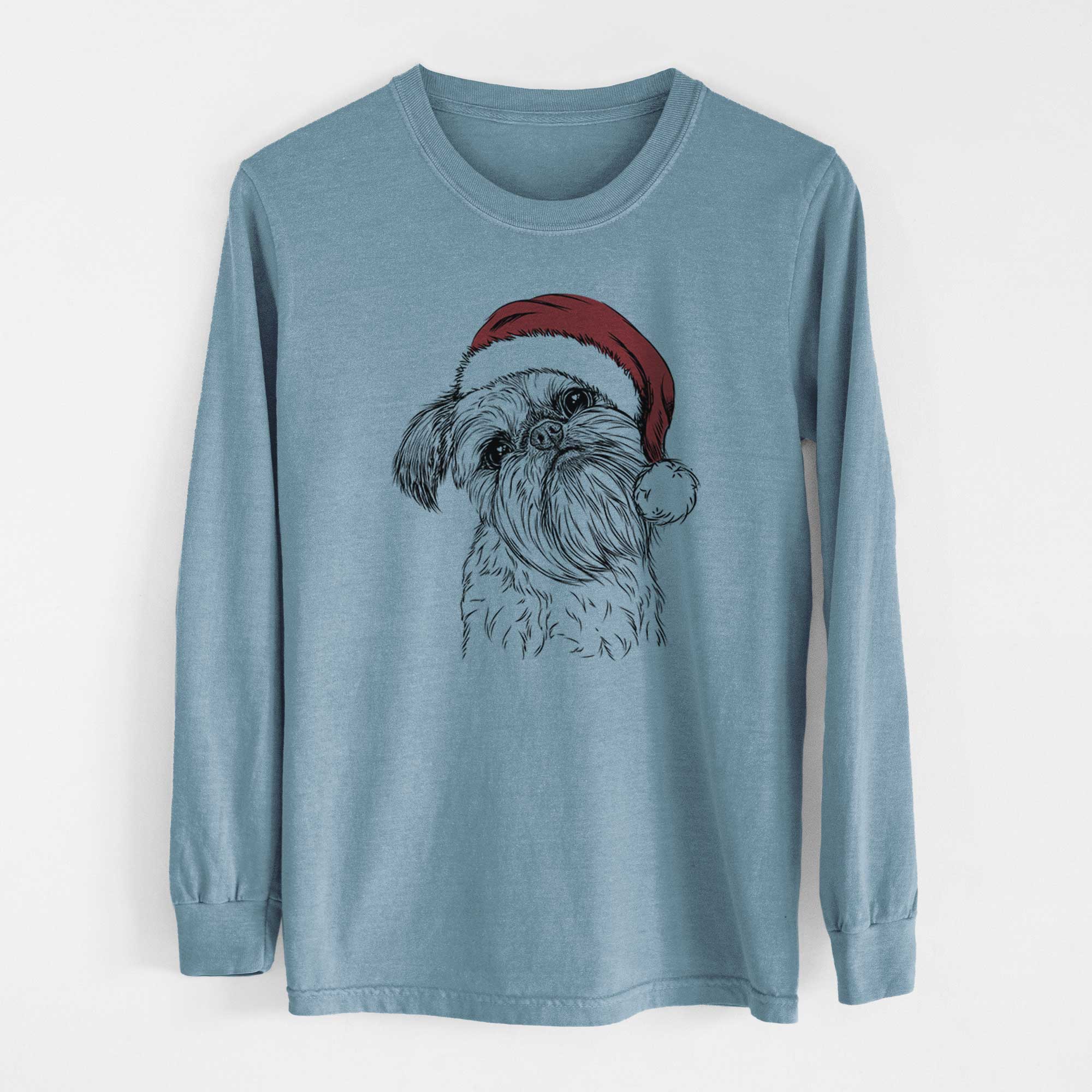 Santa Jasper Joe the Brussels Griffon - Men's Heavyweight 100% Cotton Long Sleeve - Image 8