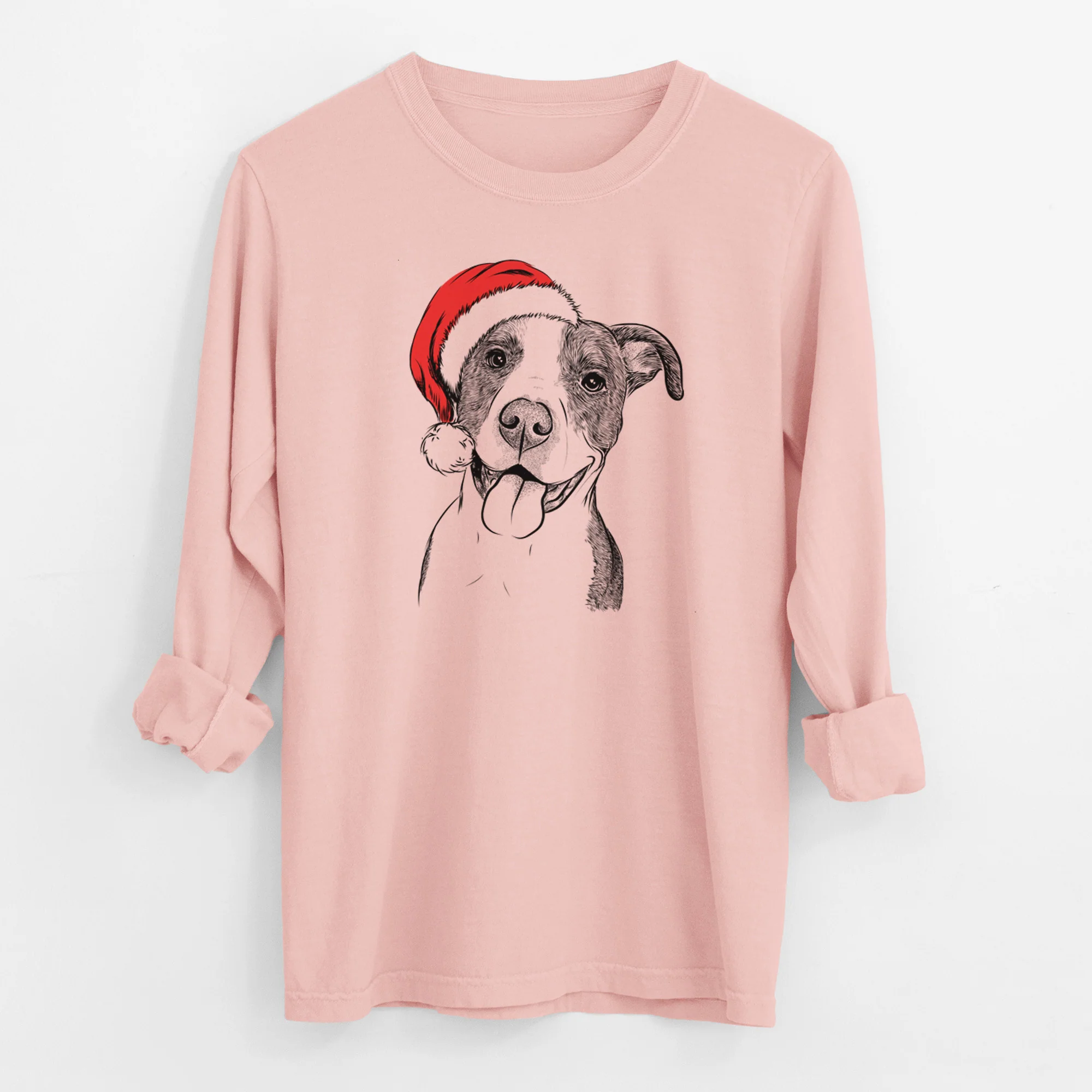 Santa Jax the American Pitbull Terrier Mix - Men's Heavyweight 100% Cotton Long Sleeve - Image 11