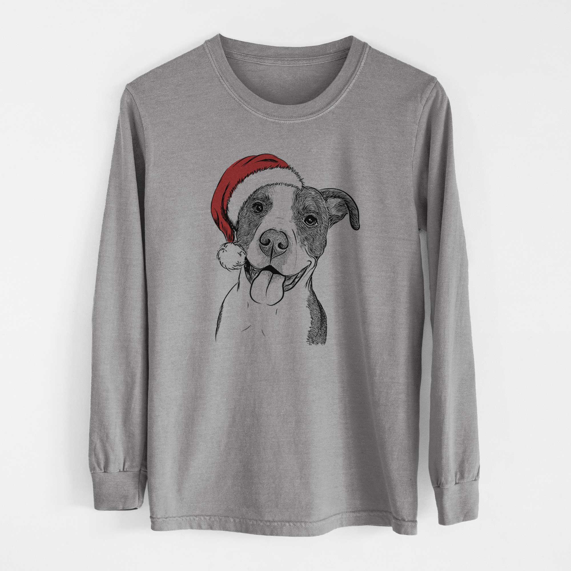 Santa Jax the American Pitbull Terrier Mix - Men's Heavyweight 100% Cotton Long Sleeve - Image 7