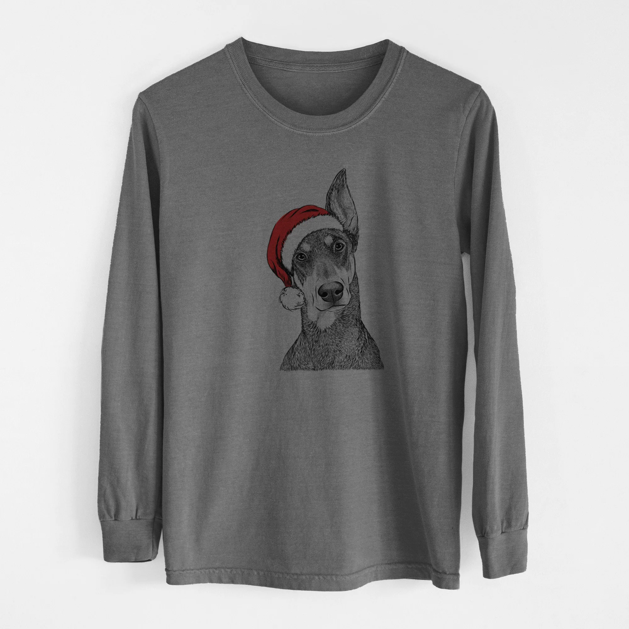 Santa Jenna the Doberman Pinscher - Men's Heavyweight 100% Cotton Long Sleeve - Image 14