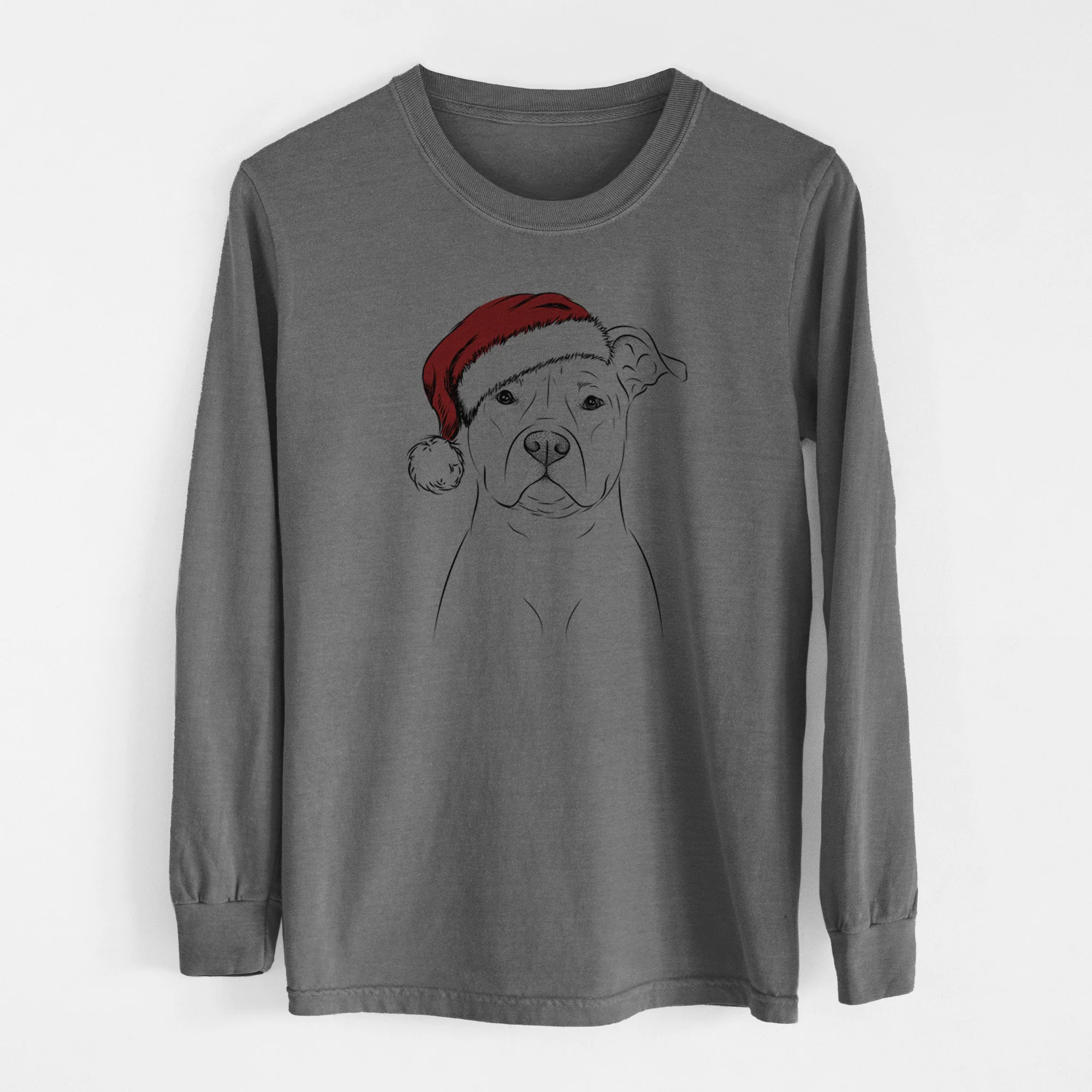 Santa Jethro the American Staffordshire Terrier - Men's Heavyweight 100% Cotton Long Sleeve - Image 14