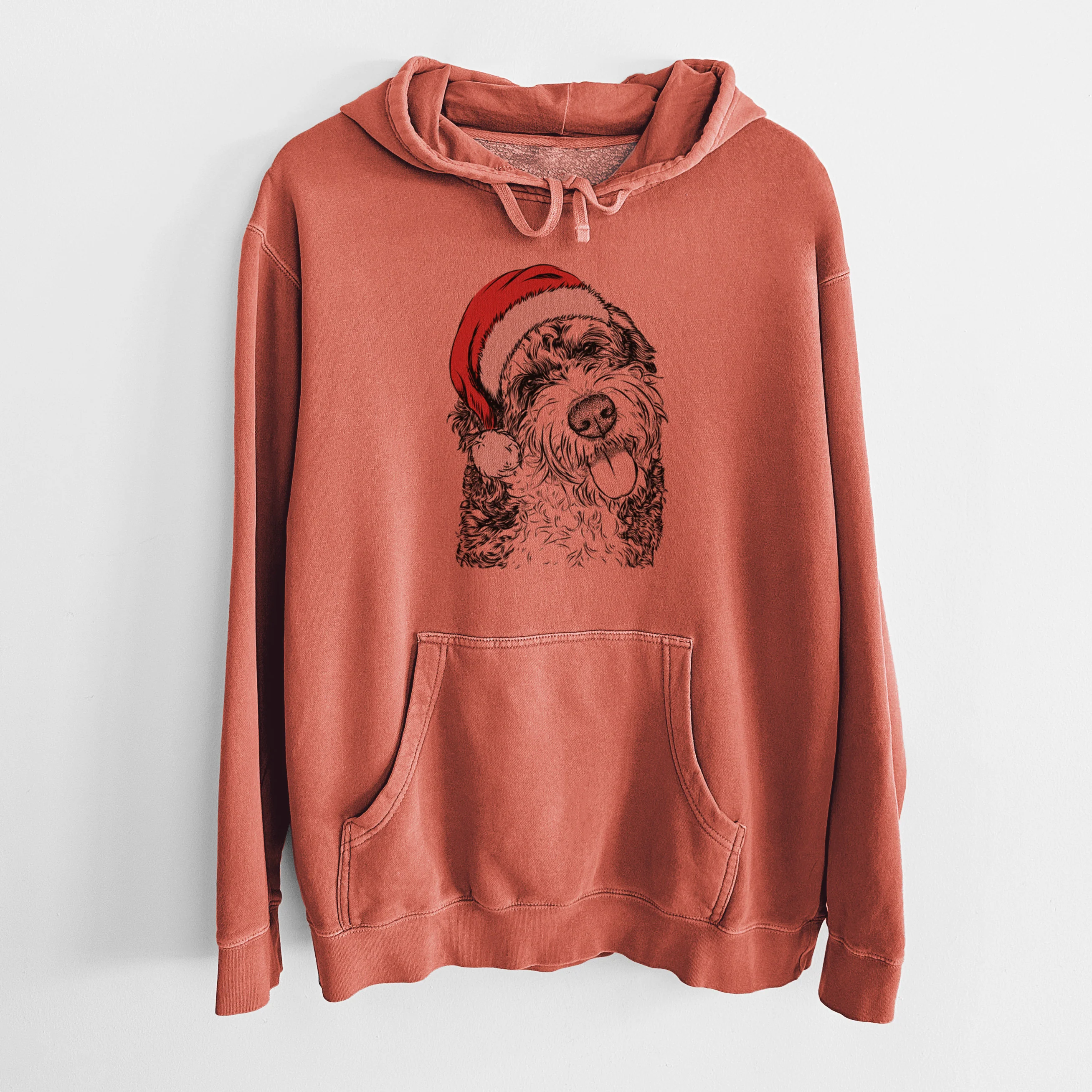 Santa Hat Kaci the Bernedoodle - Unisex Pigment Dyed Hoodie - Image 9
