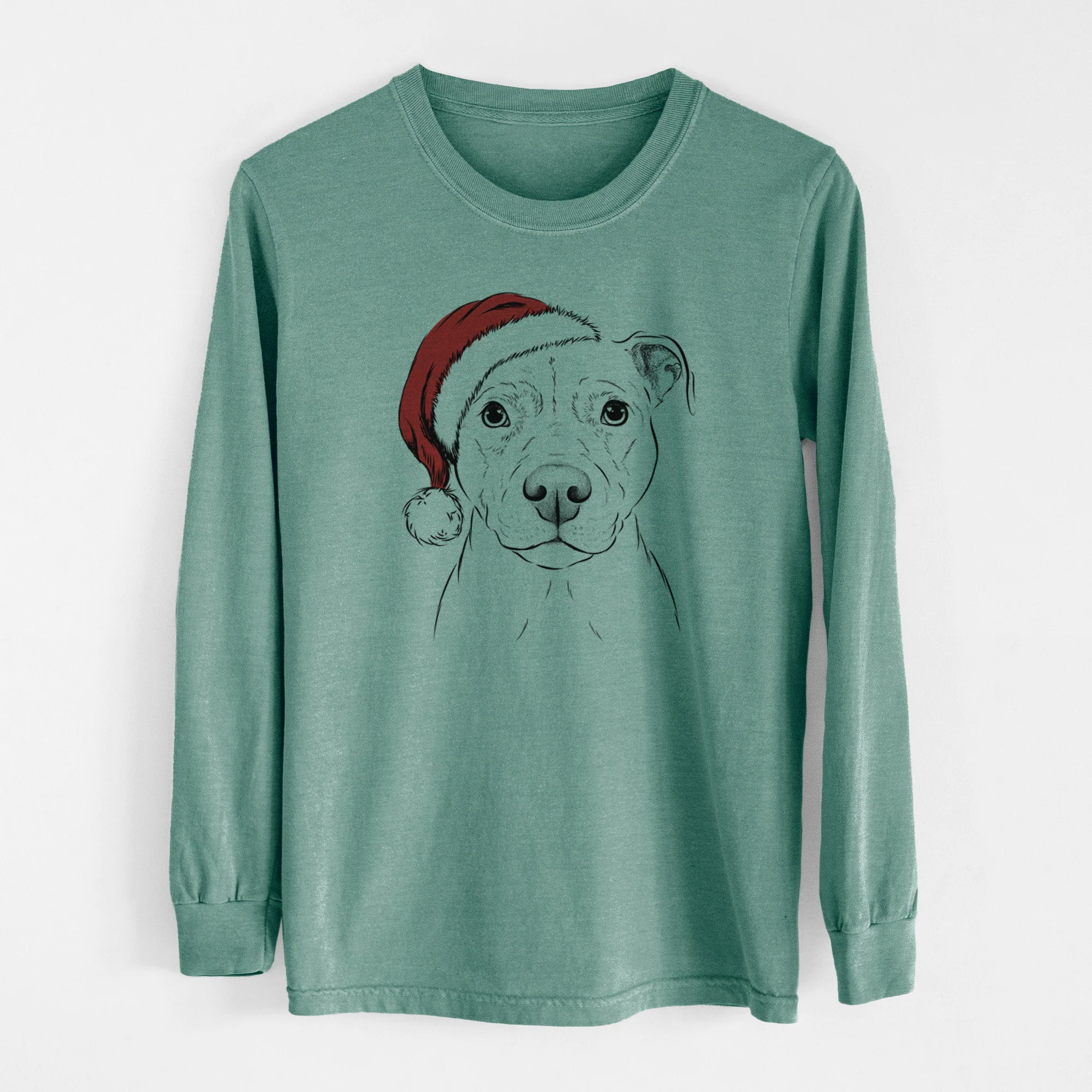 Santa Khaleesi the Pitbull - Men's Heavyweight 100% Cotton Long Sleeve - Image 12
