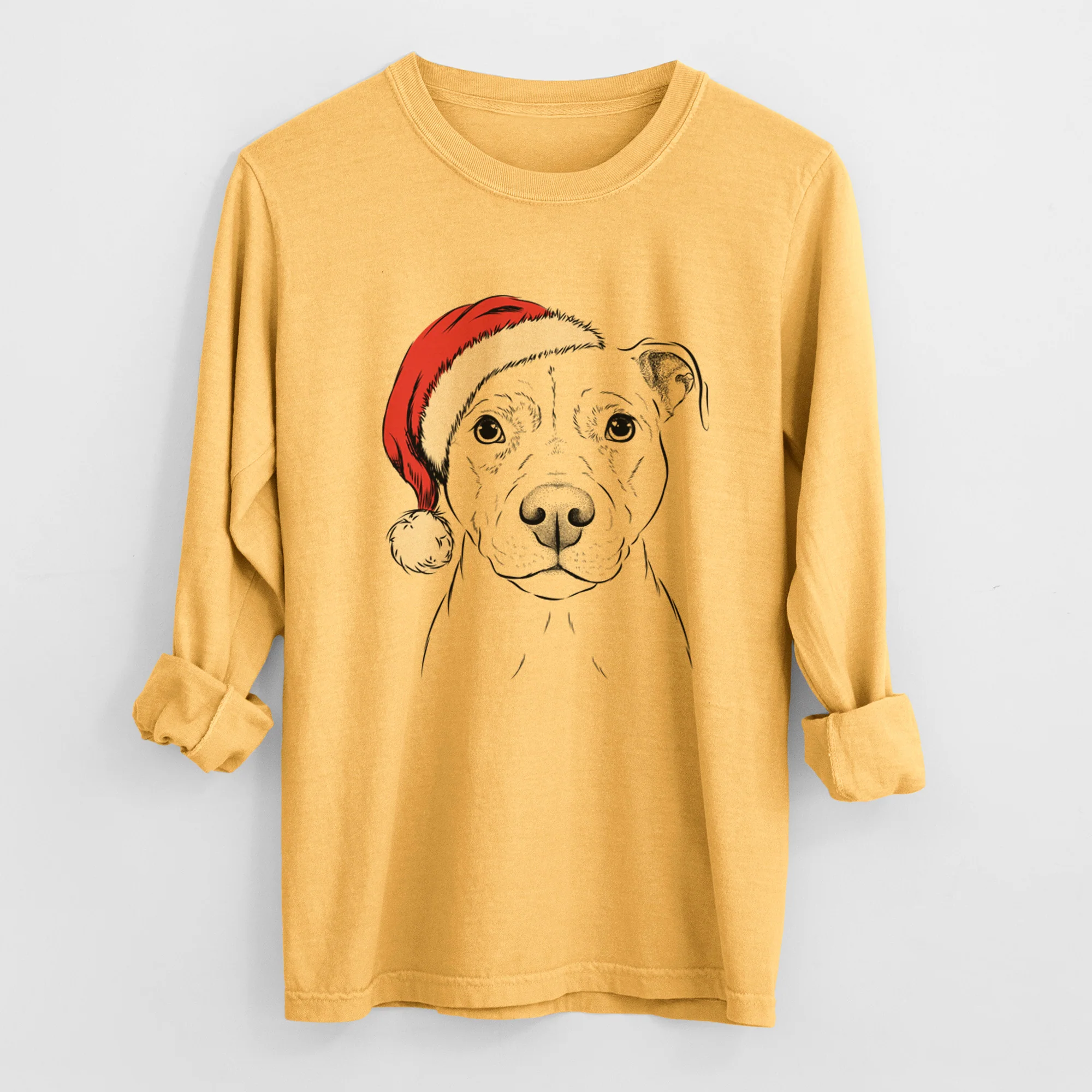 Santa Khaleesi the Pitbull - Men's Heavyweight 100% Cotton Long Sleeve - Image 3